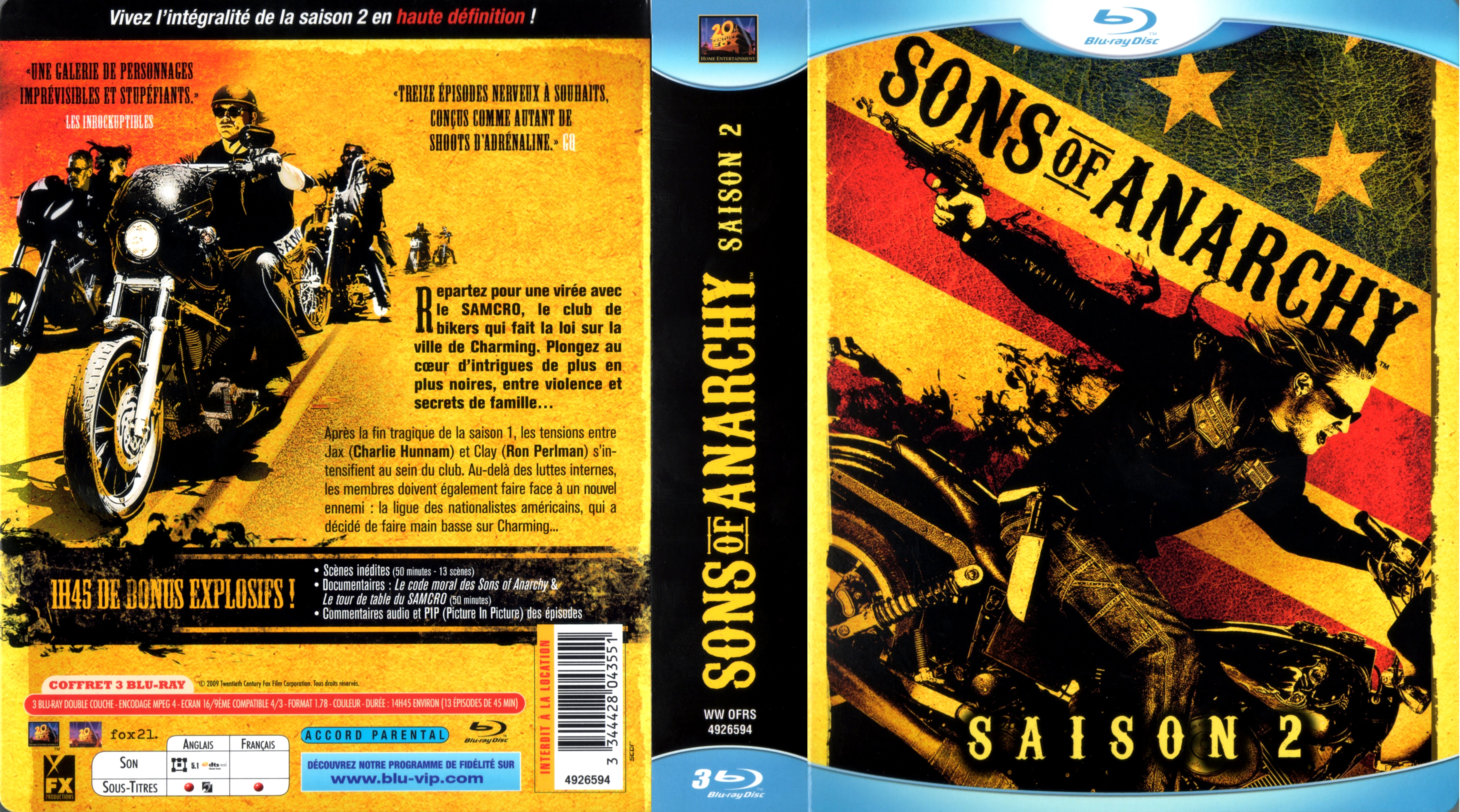Jaquette DVD Sons of anarchy Saison 2 COFFRET (BLU-RAY)