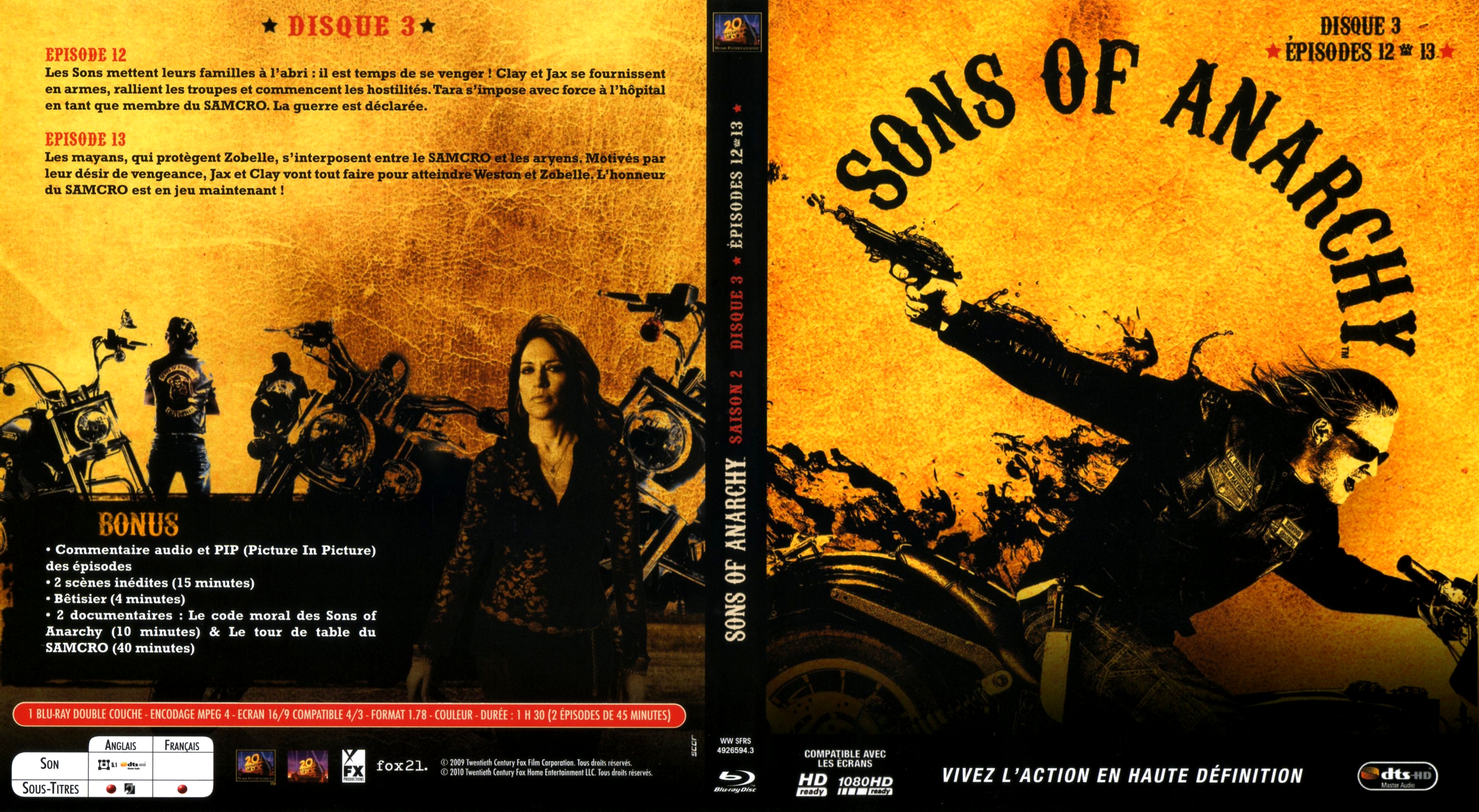 Jaquette DVD Sons of anarchy Saison 2 DISC 3 (BLU-RAY)