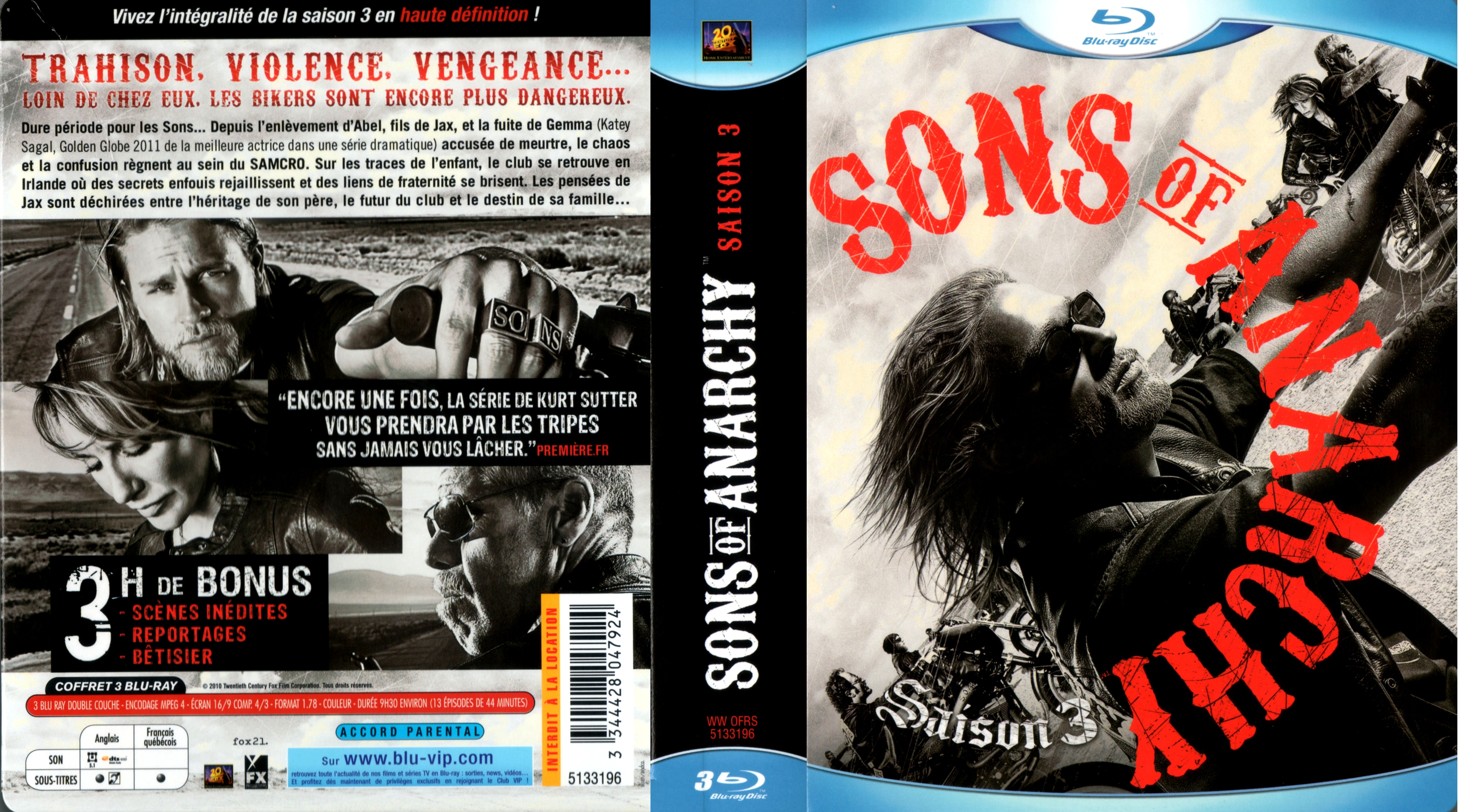 Jaquette DVD Sons of anarchy Saison 3 COFFRET (BLU-RAY)