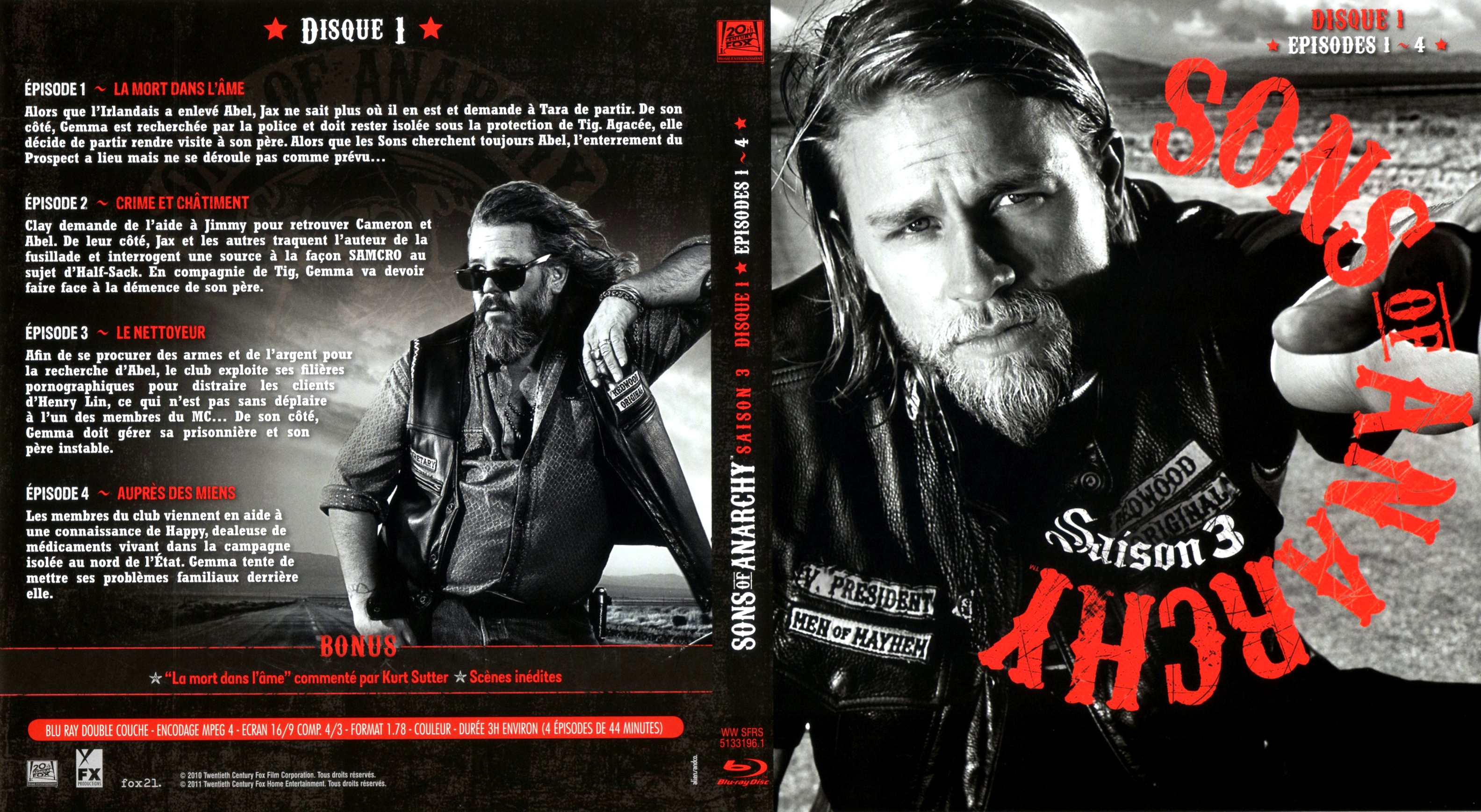 Jaquette DVD Sons of anarchy Saison 3 DISC 1 (BLU-RAY)
