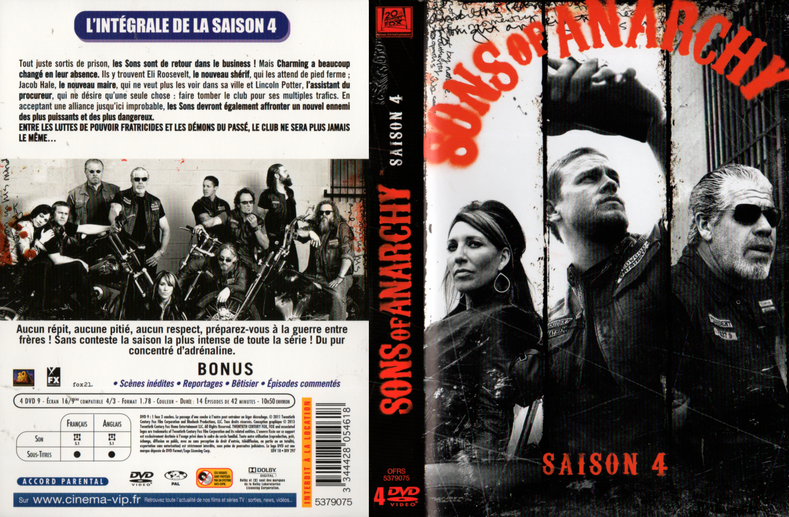 Jaquette DVD Sons of anarchy Saison 4 COFFRET