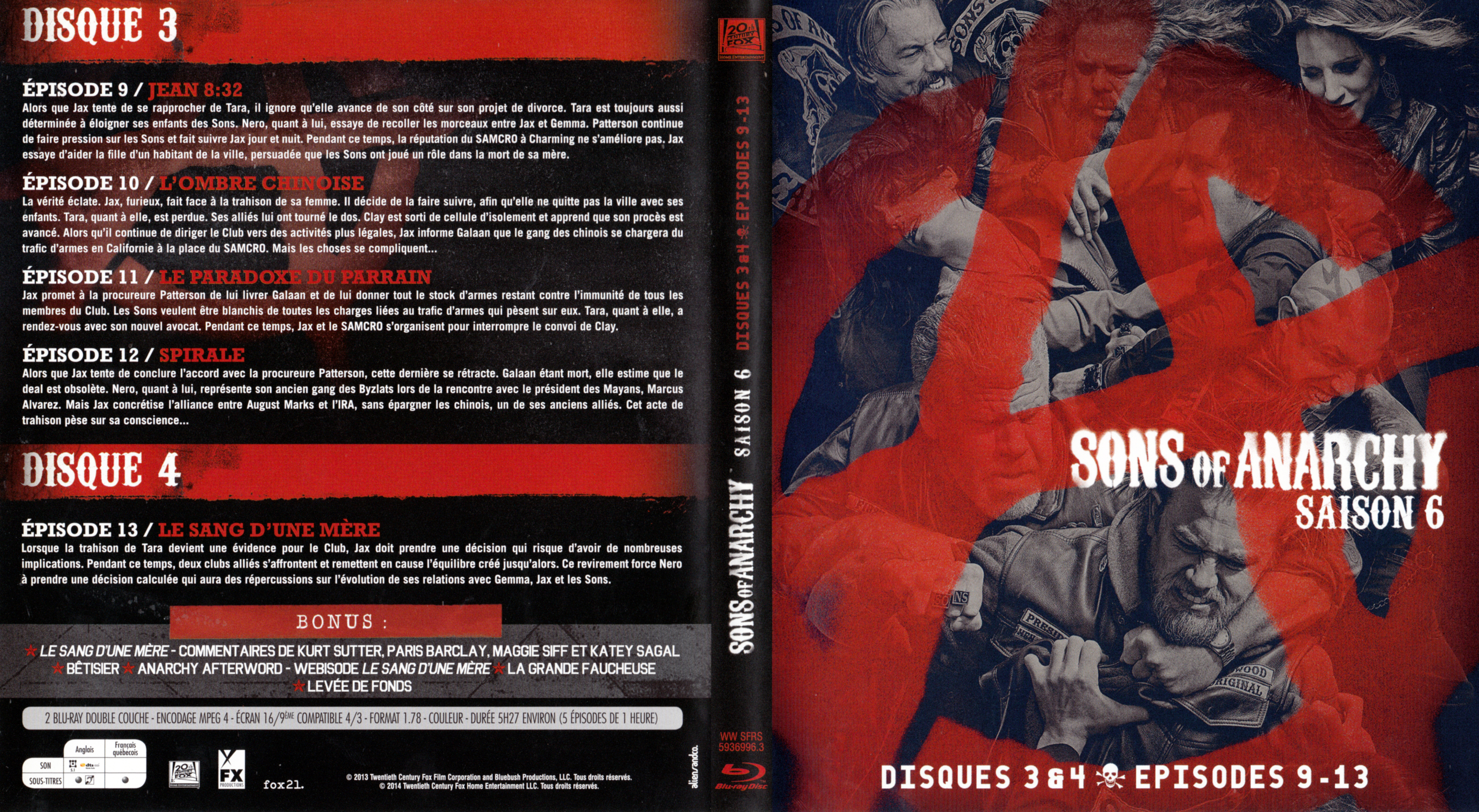 Jaquette DVD Sons of anarchy Saison 6 DISC 3-4 (BLU-RAY)