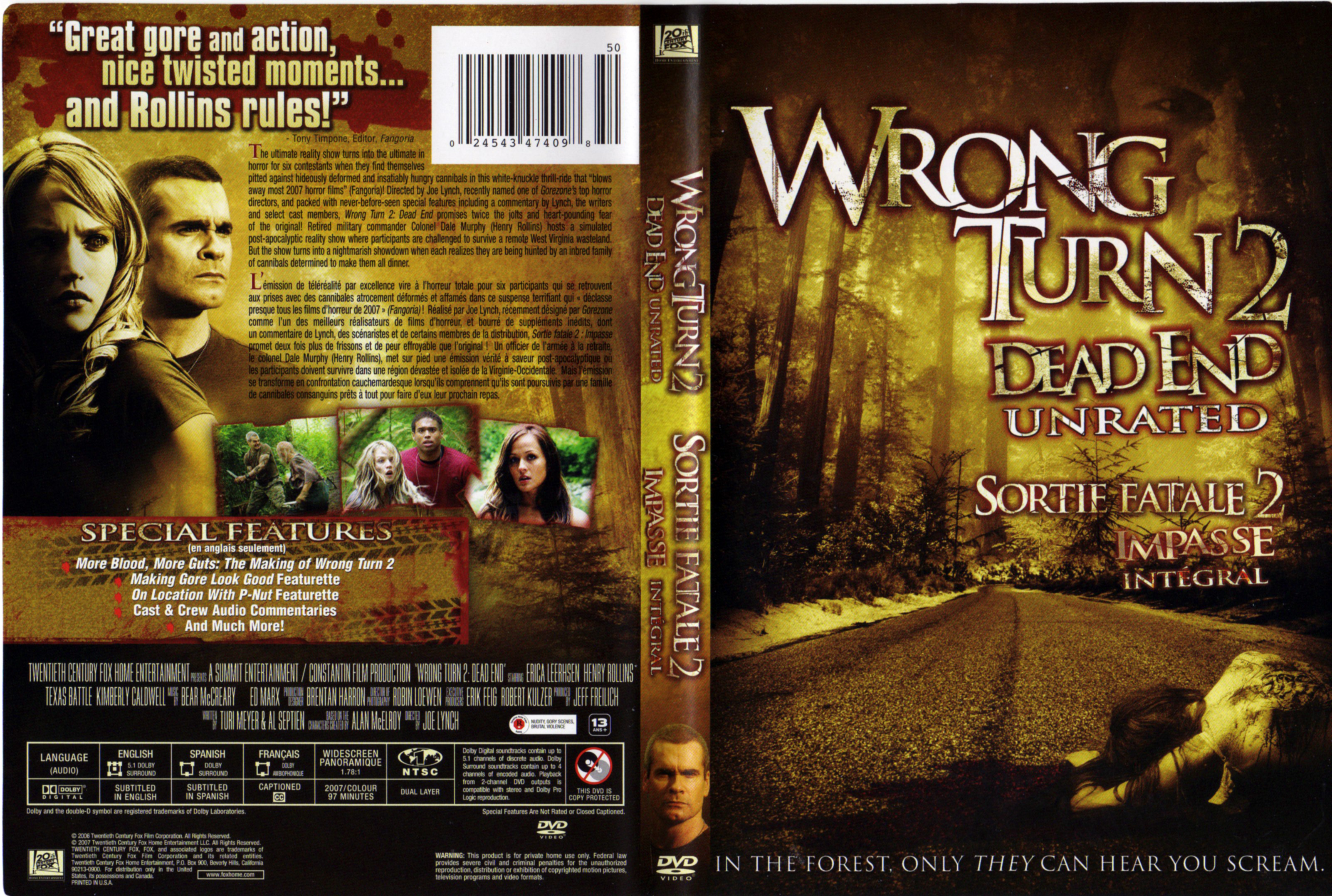 Jaquette DVD Sortie fatale 2 - Wrong turn 2