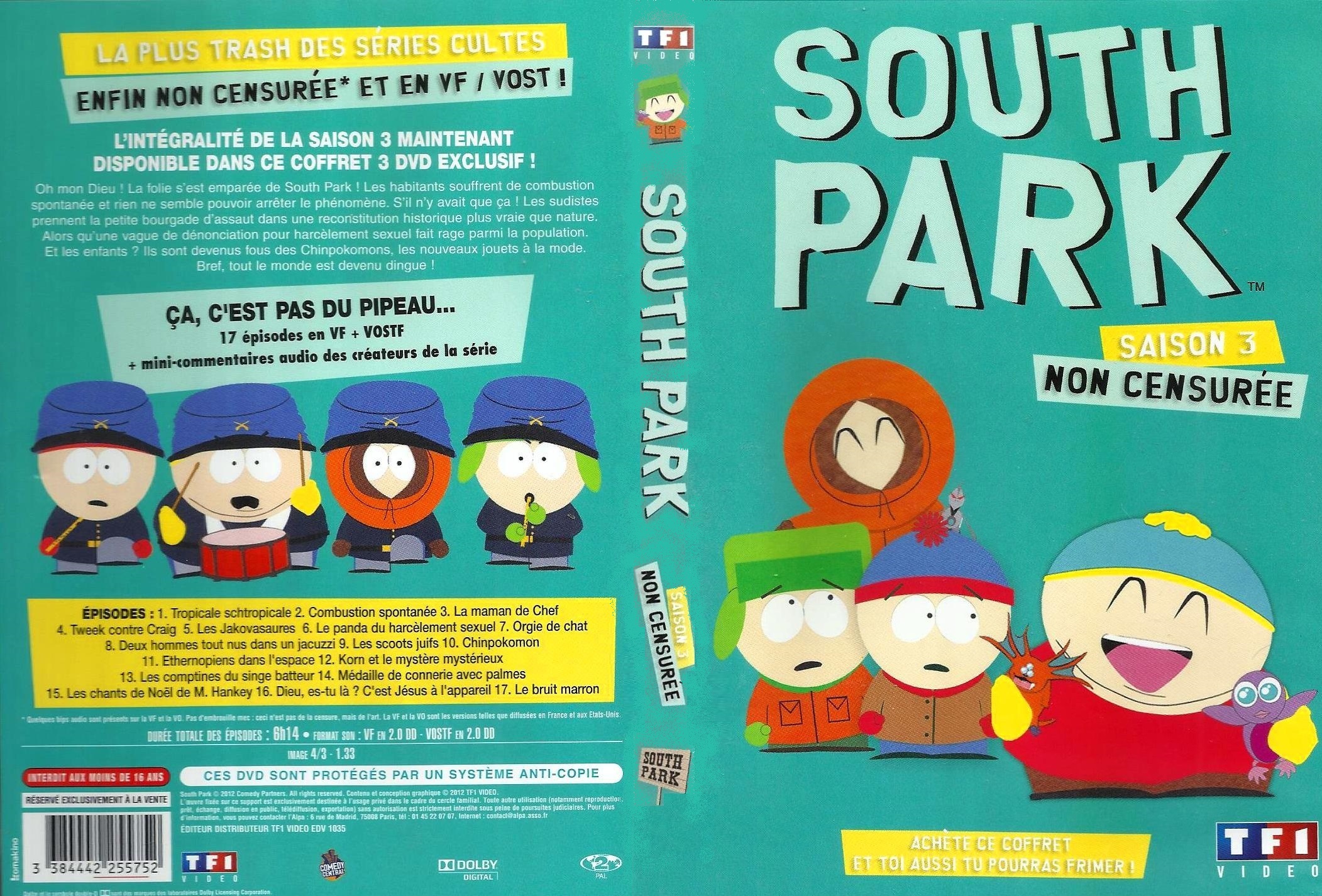 Jaquette DVD South Park Saison 03