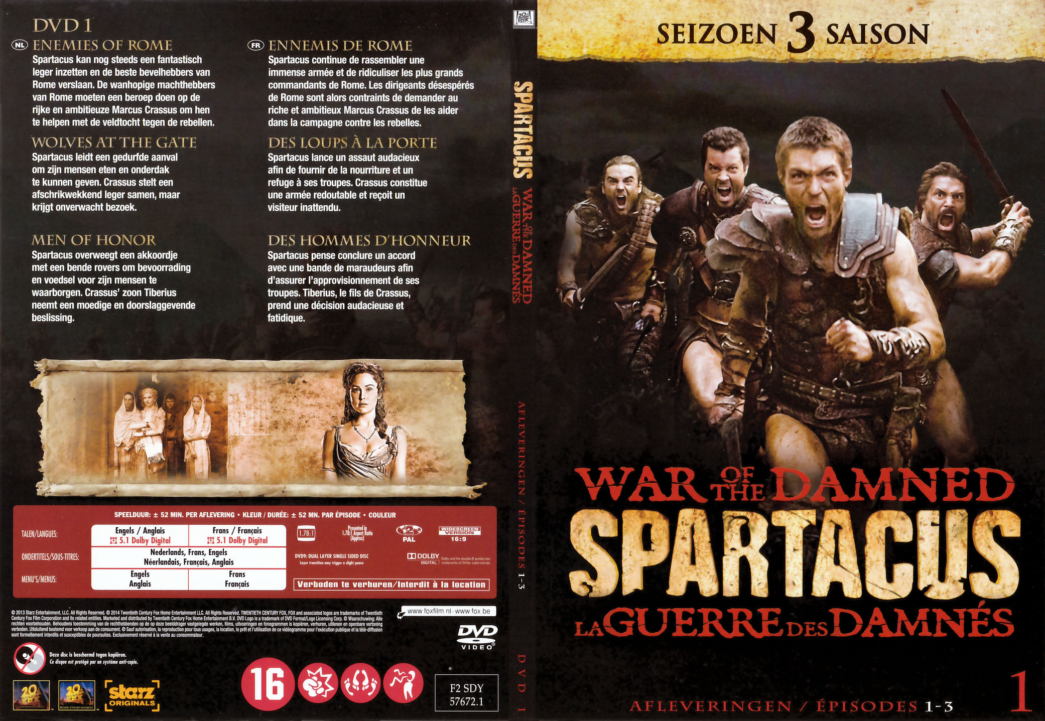 Jaquette DVD Spartacus La guerre des damnés Saison 3 DVD 1