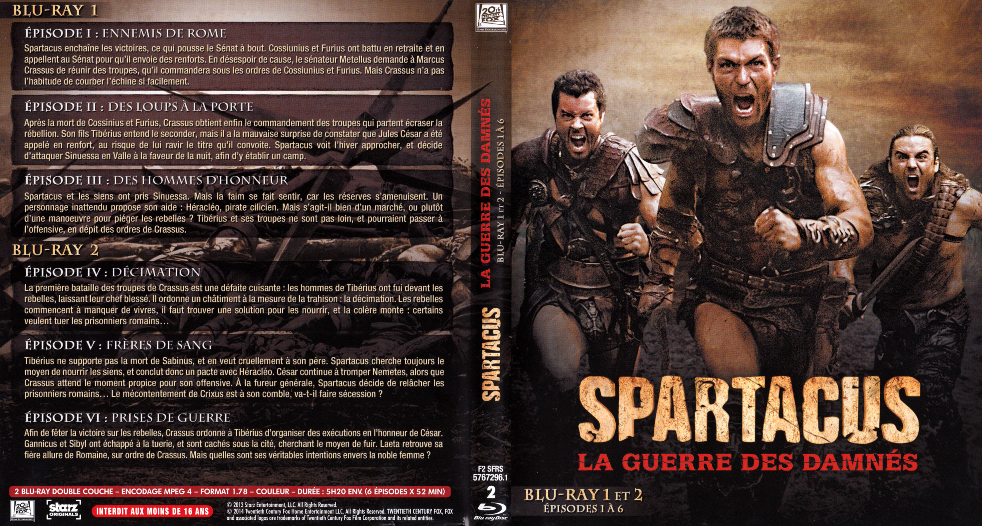 Jaquette DVD Spartacus La guerre des damns Saison 3 DVD 1 (BLU-RAY)