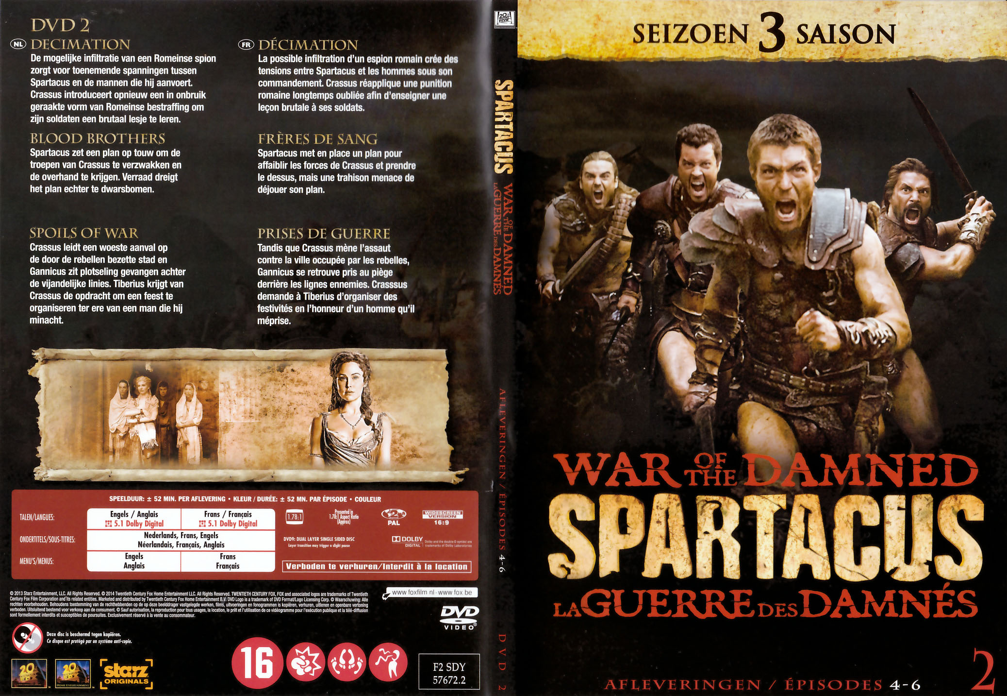 Jaquette DVD Spartacus La guerre des damns Saison 3 DVD 2