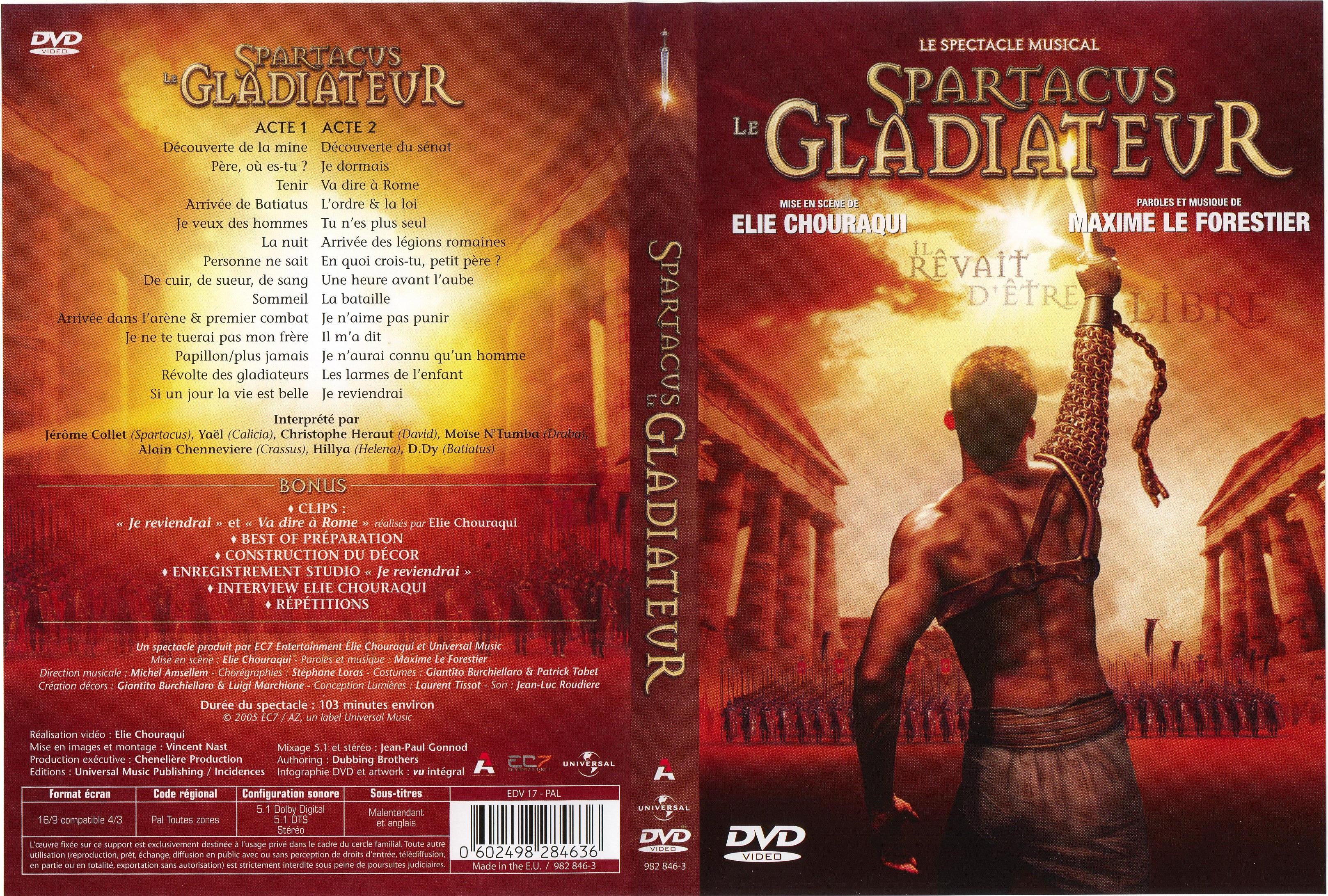 Jaquette DVD Spartacus le gladiateur comedie musicale