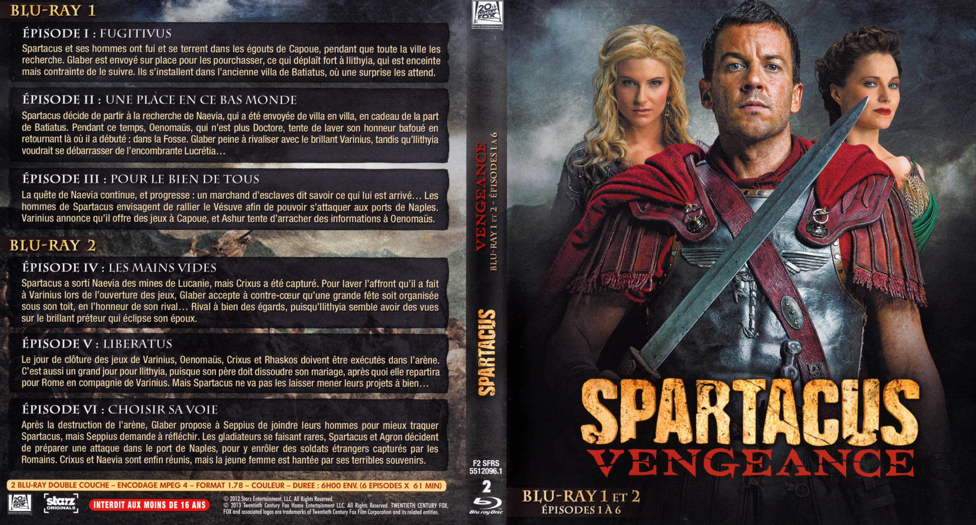 Jaquette DVD Spartacus vengeance Saison 2 DVD 1 (BLU-RAY)