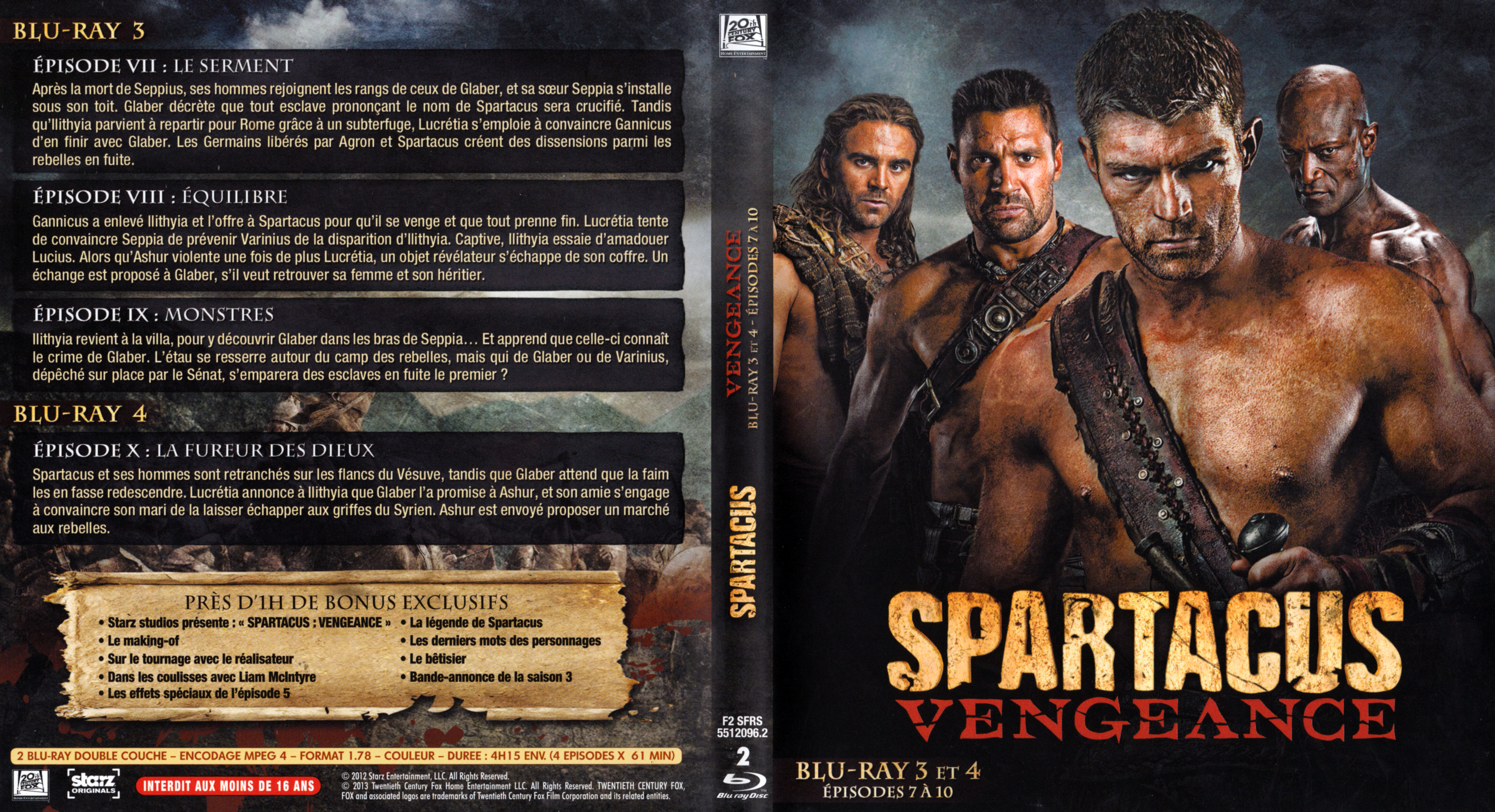 Jaquette DVD Spartacus vengeance Saison 2 DVD 2 (BLU-RAY)