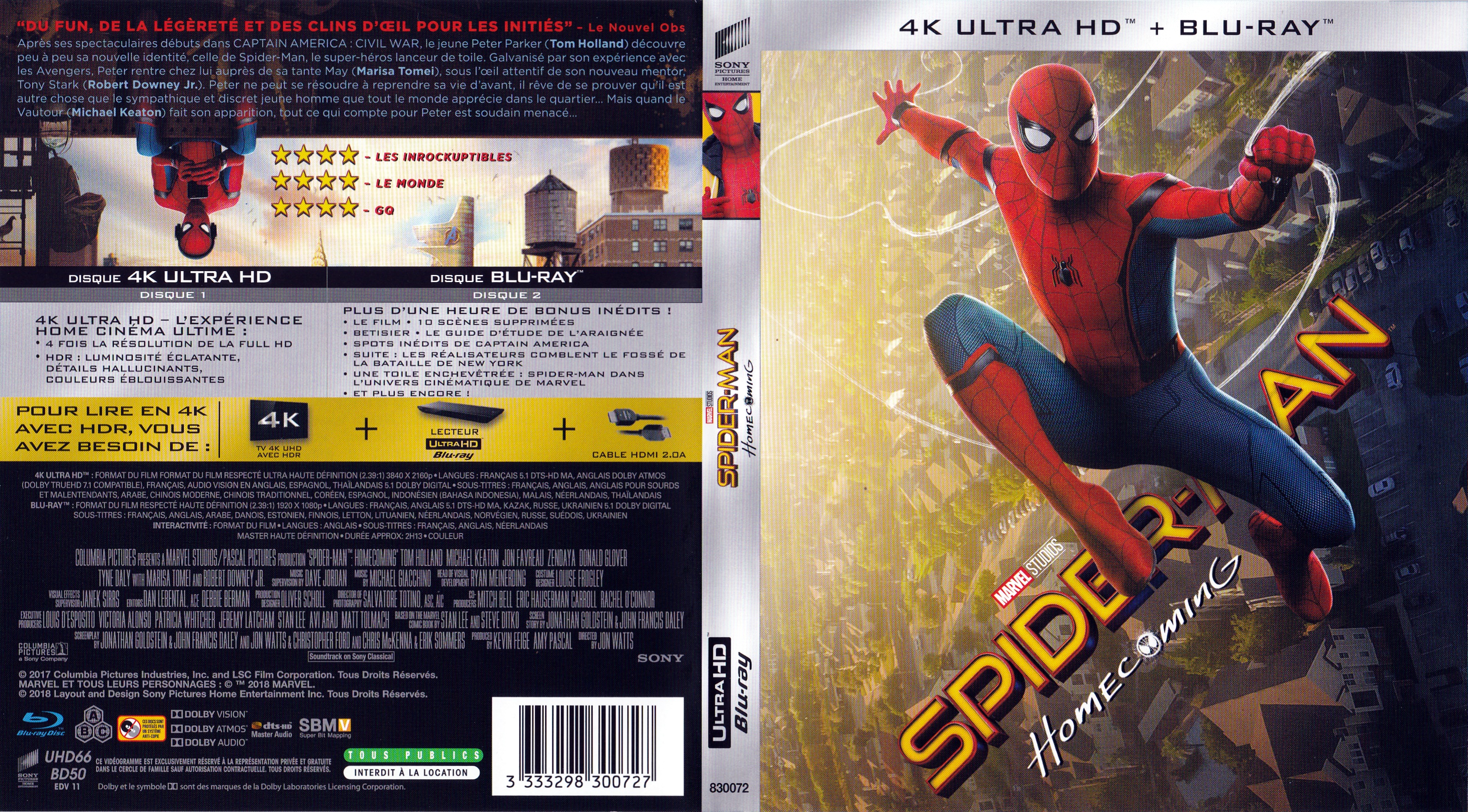 Jaquette DVD Spider-Man Homecoming 4K (BLU-RAY)