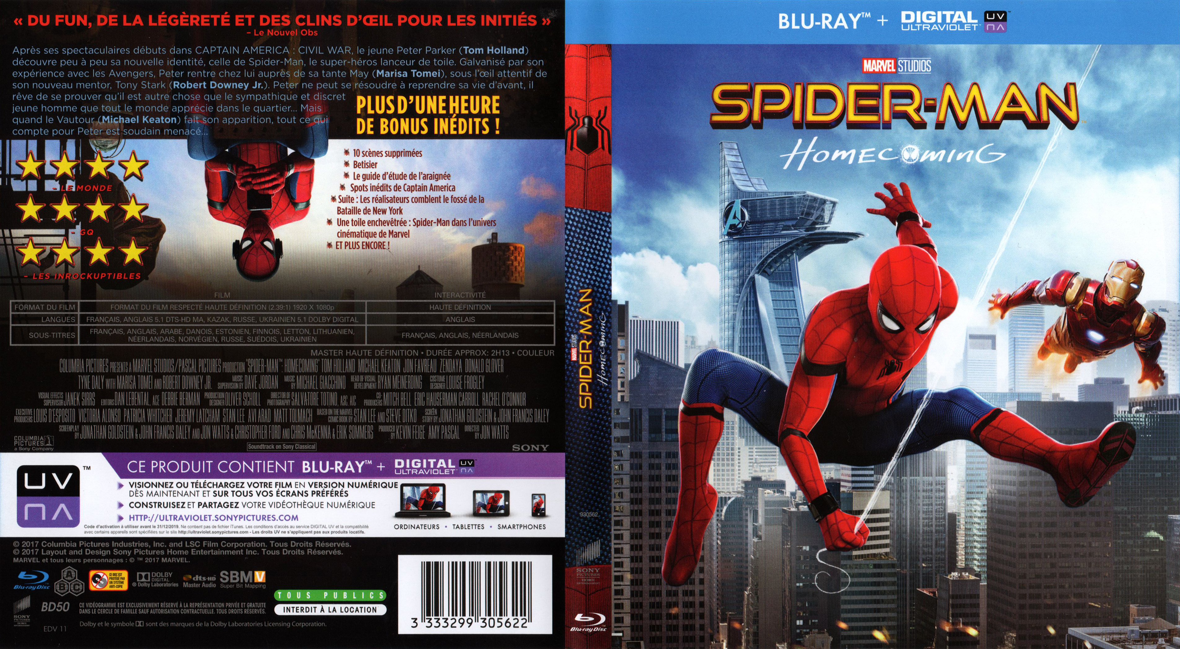 Jaquette DVD Spider-Man Homecoming (BLU-RAY)