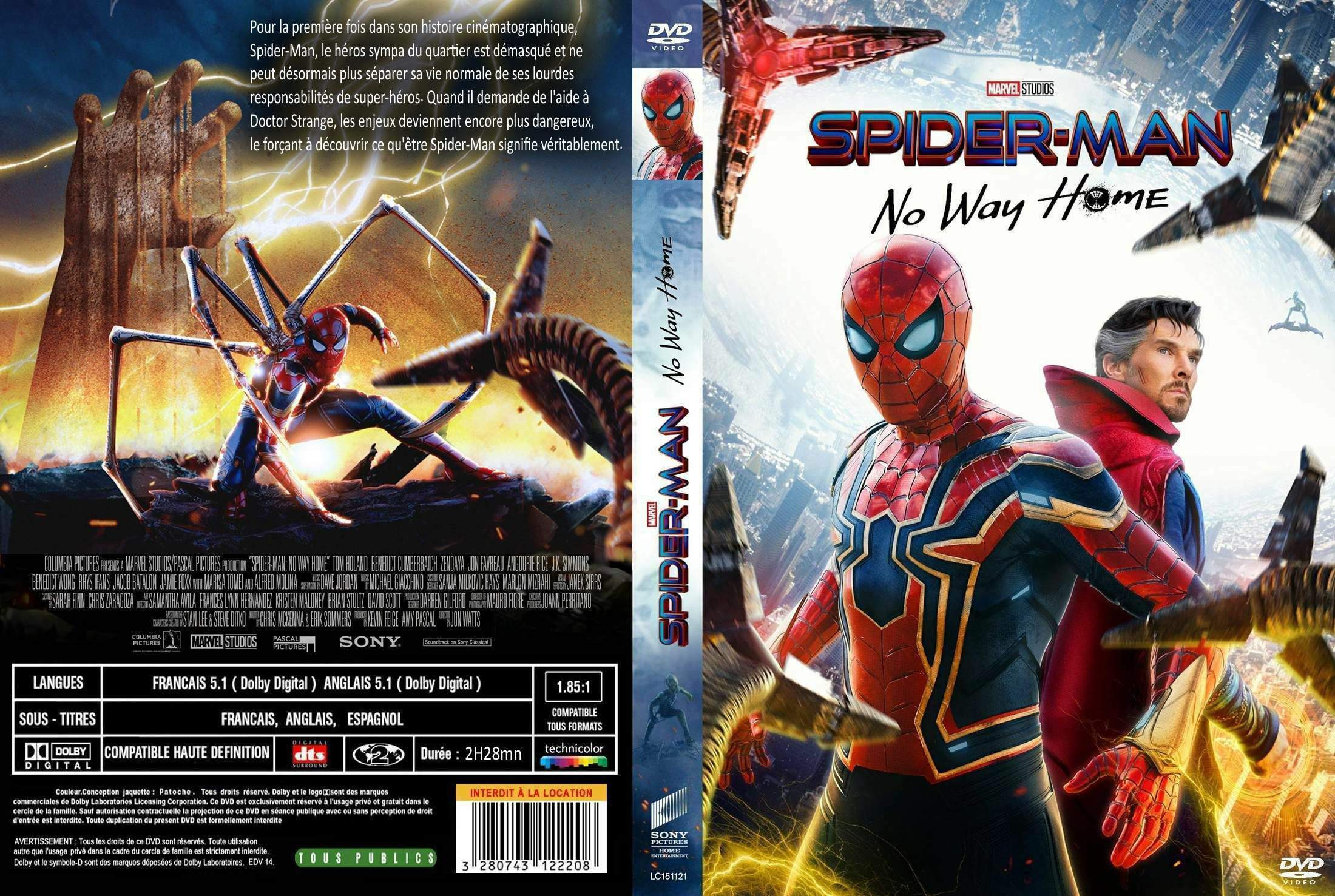 Jaquette Dvd De Spider Man No Way Home Custom Cinéma Passion