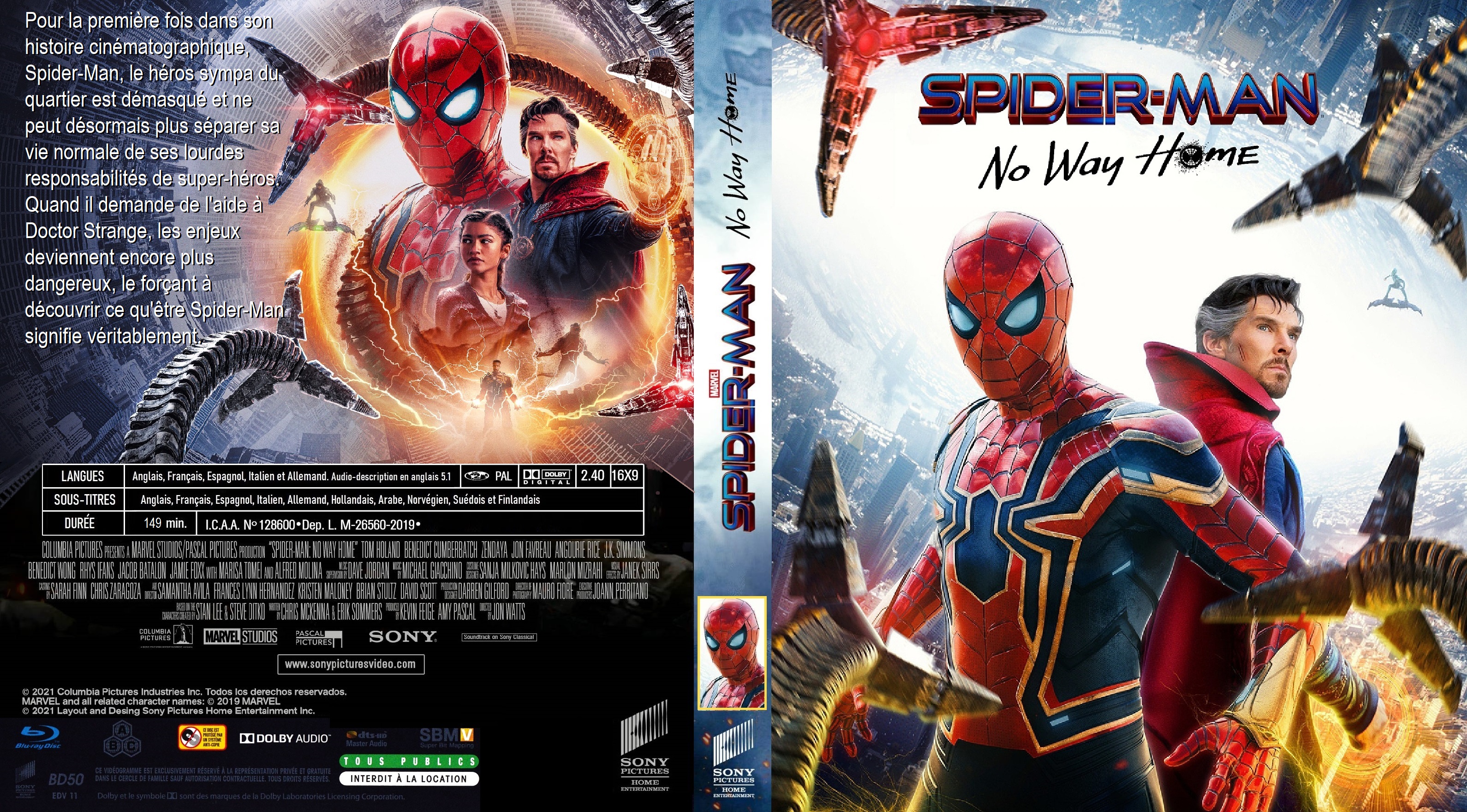 Jaquette DVD Spider-Man No Way Home custom (BLU-RAY)