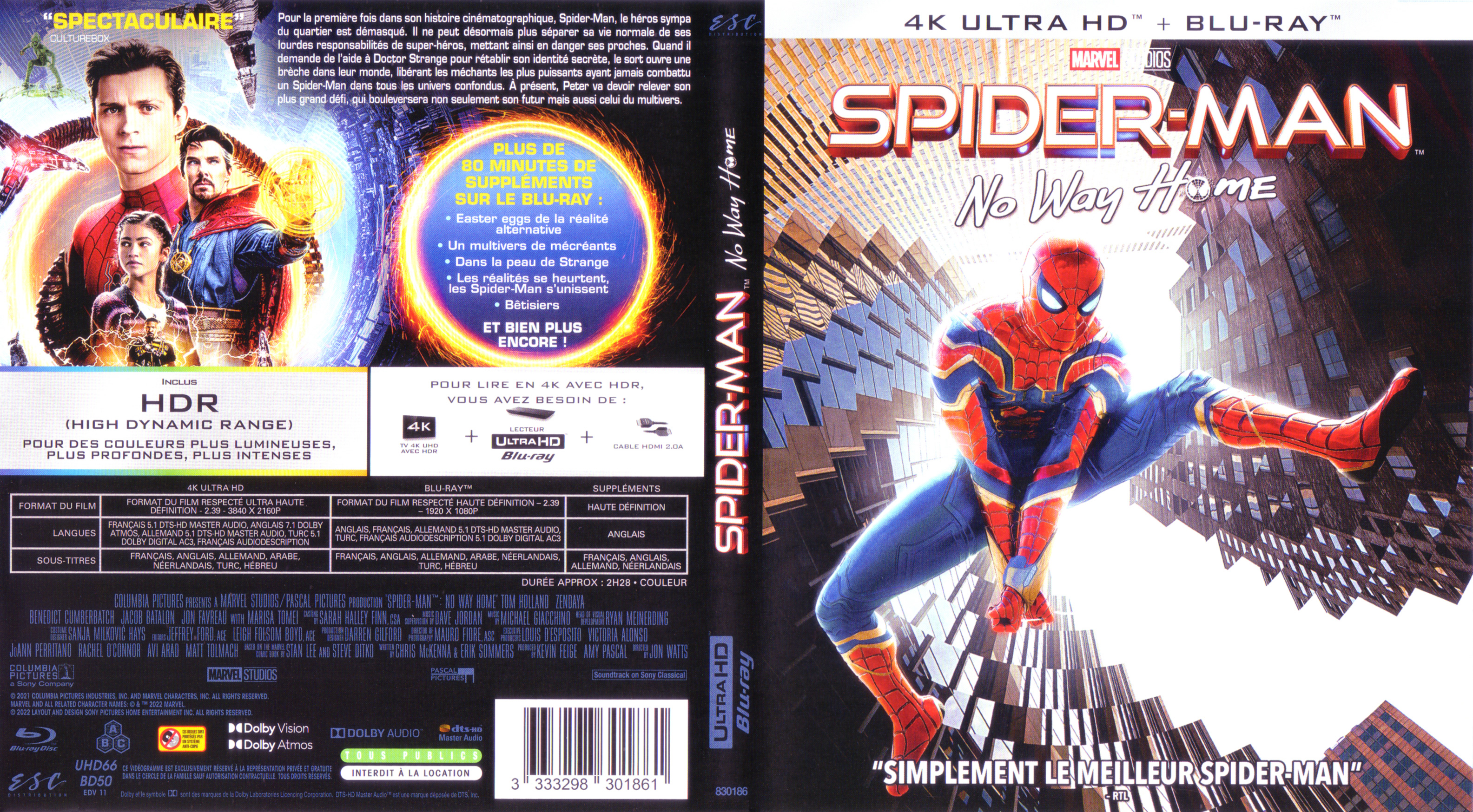 Jaquette DVD Spider-man no way home 4K (BLU-RAY)