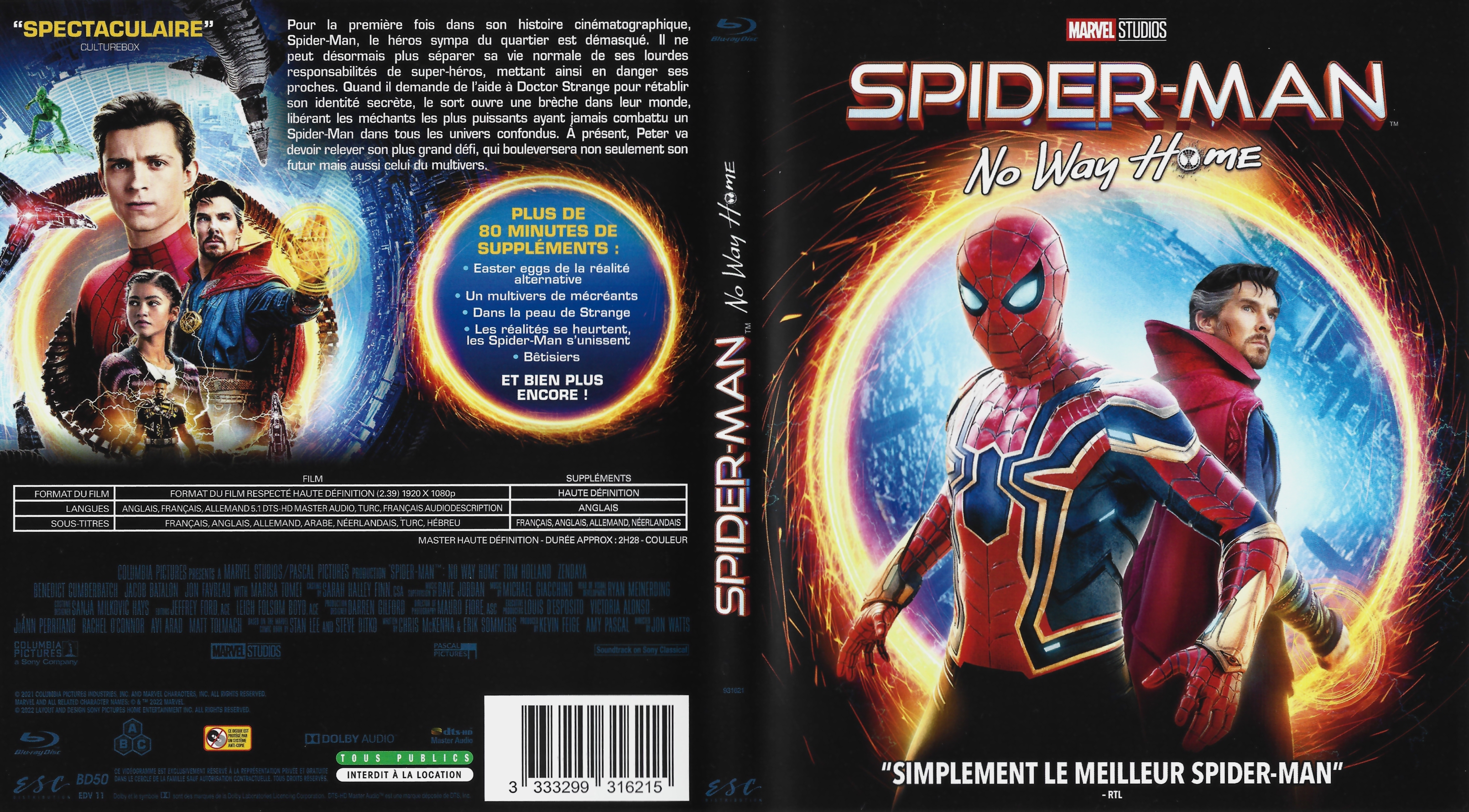 Jaquette DVD Spider-man no way home (BLU-RAY)