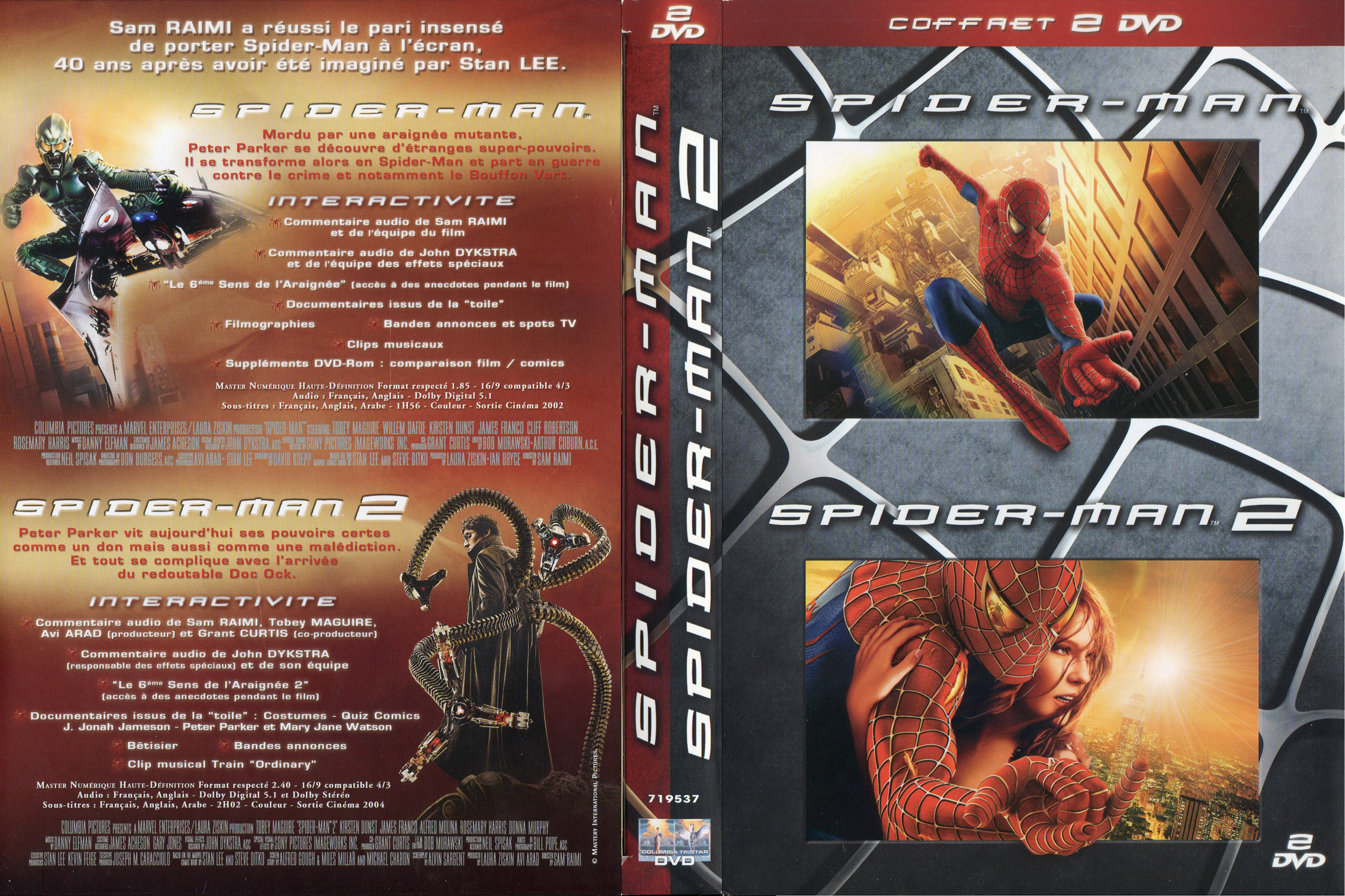 Jaquette DVD Spiderman 1 et 2