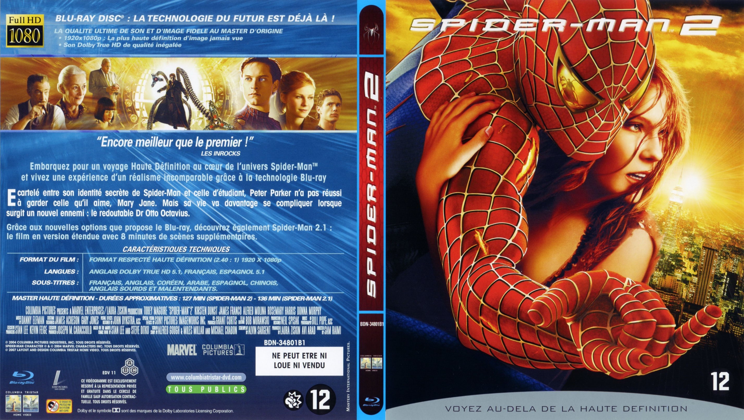 Jaquette Dvd De Spiderman 2 Blu Ray Cinéma Passion