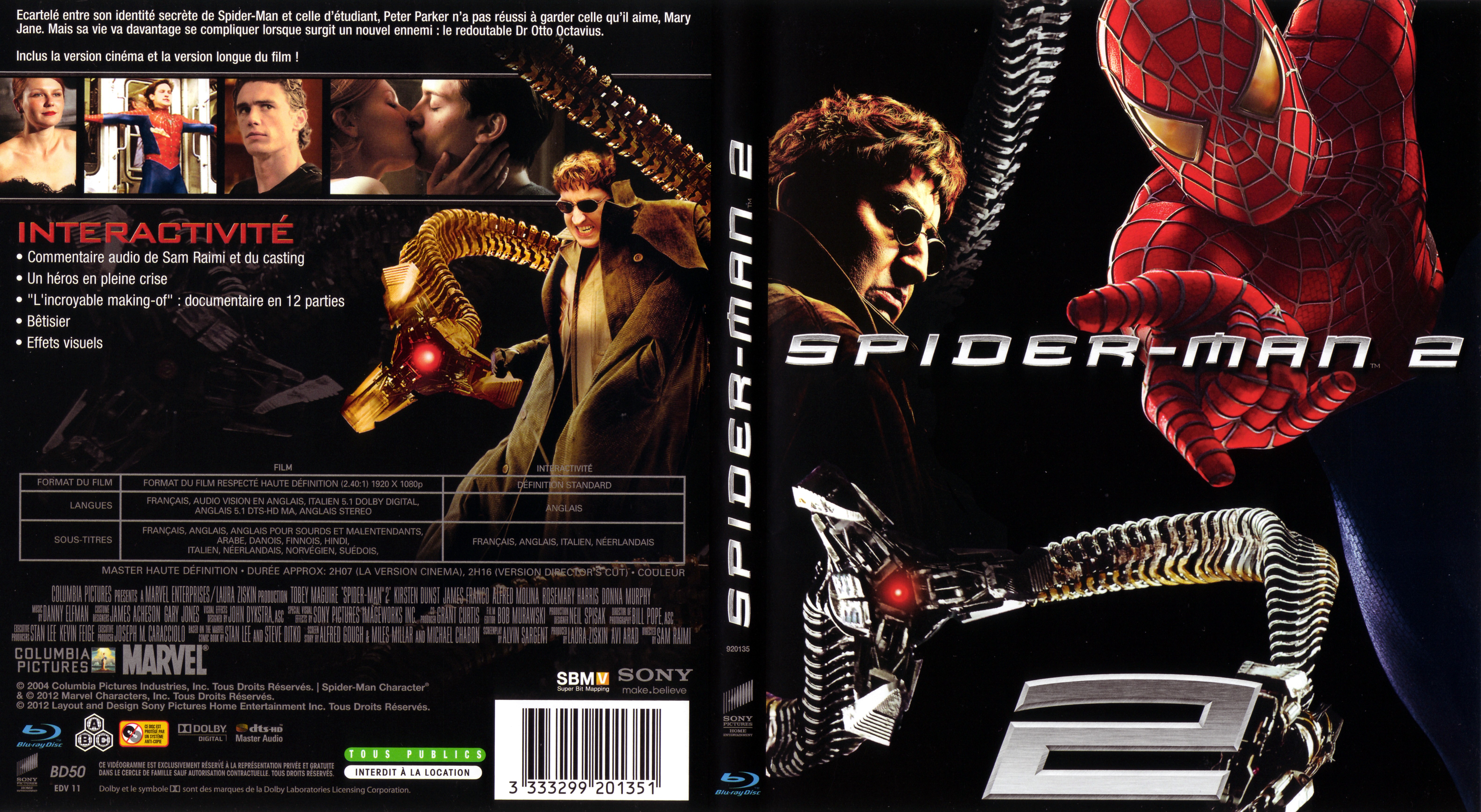 Jaquette Dvd De Spiderman 2 Blu Ray V4 Cinéma Passion