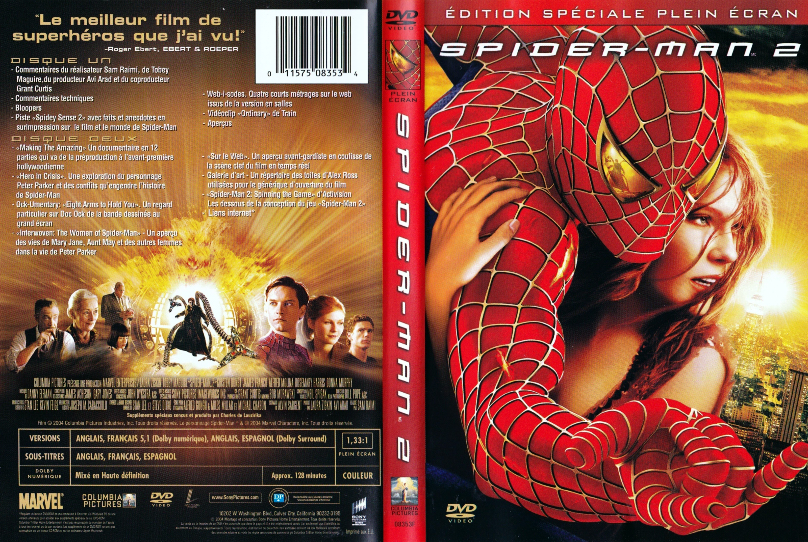 Jaquette DVD Spiderman 2 (Canadienne)