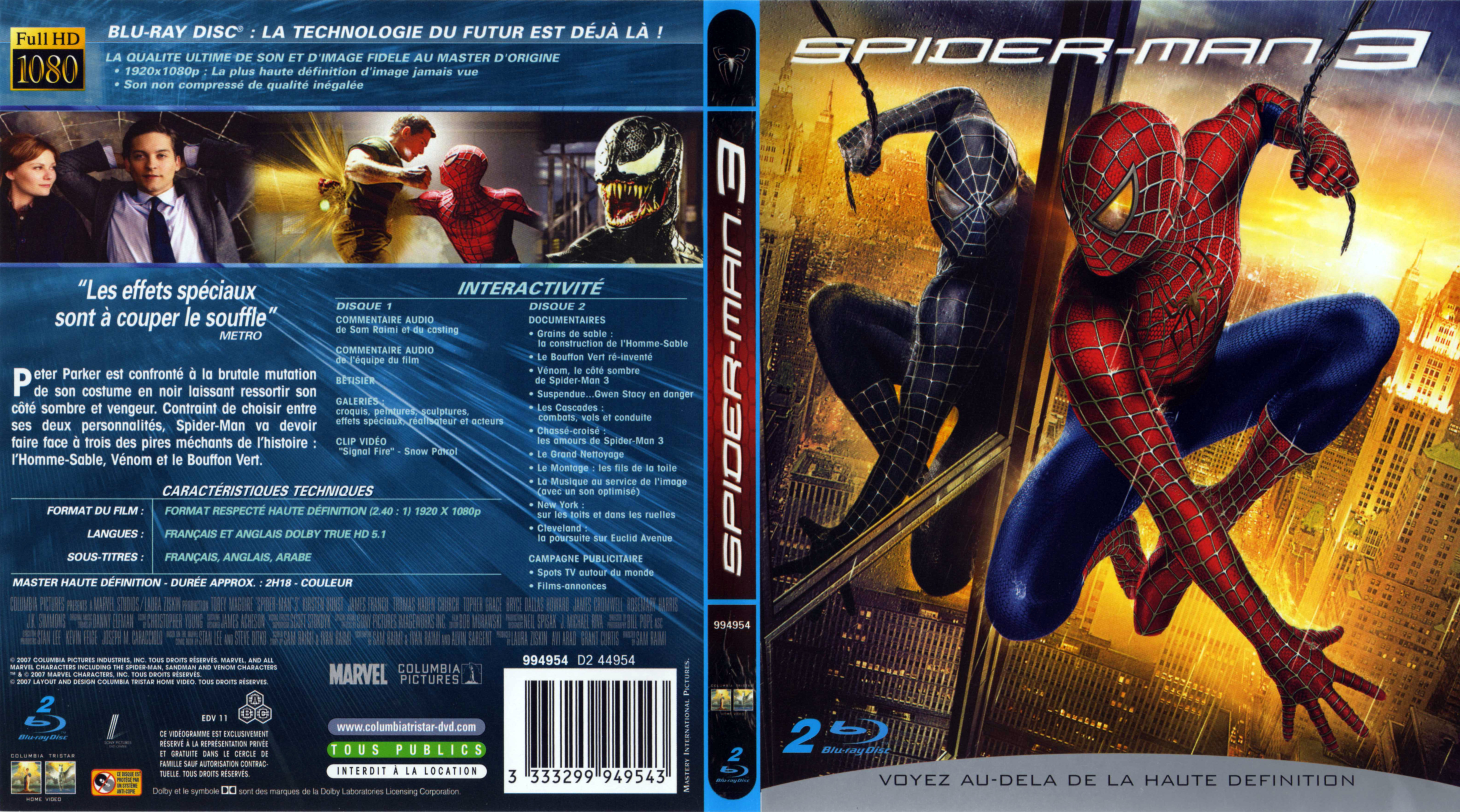 Jaquette DVD Spiderman 3 (BLU-RAY)