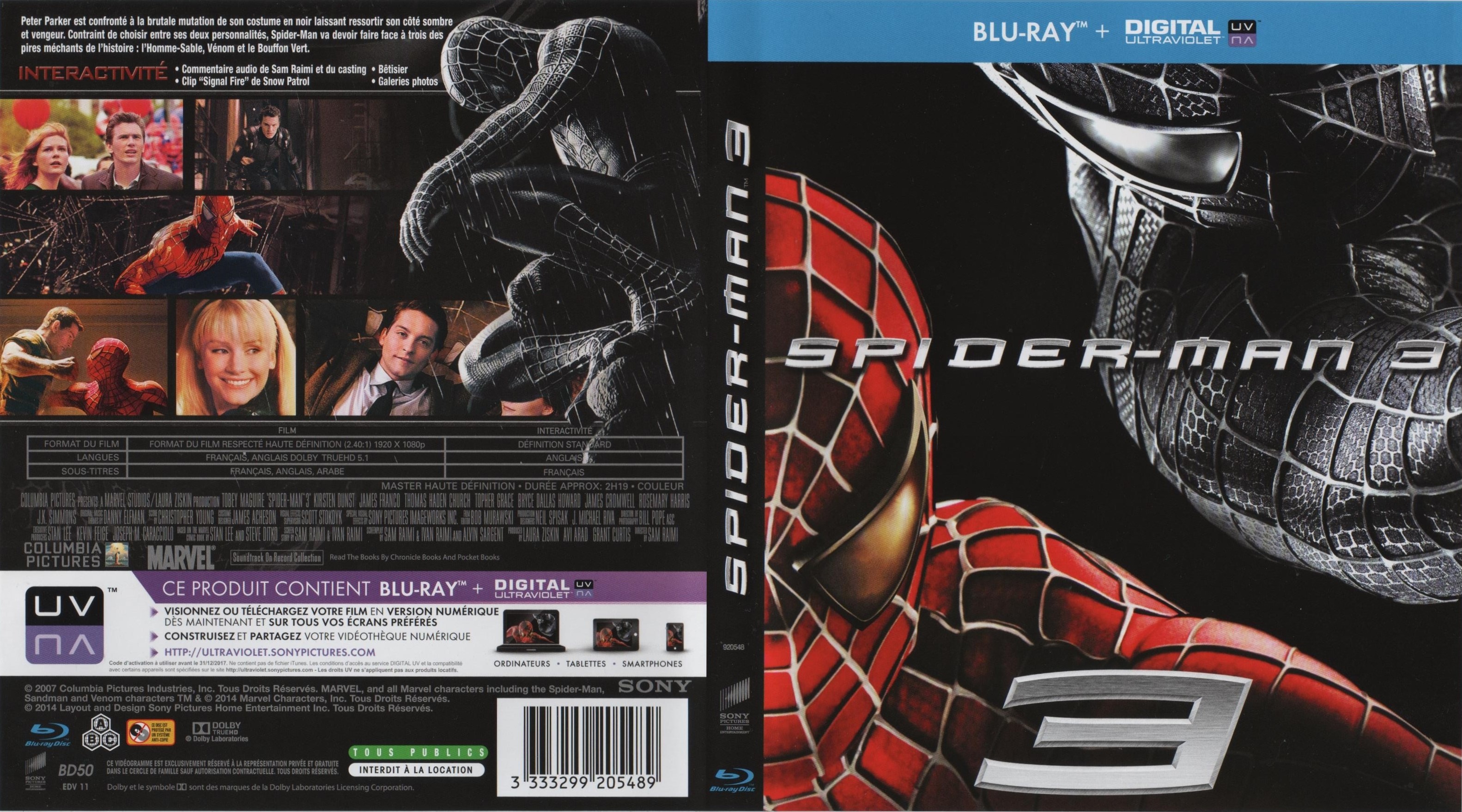 Jaquette DVD Spiderman 3 (BLU-RAY) v2