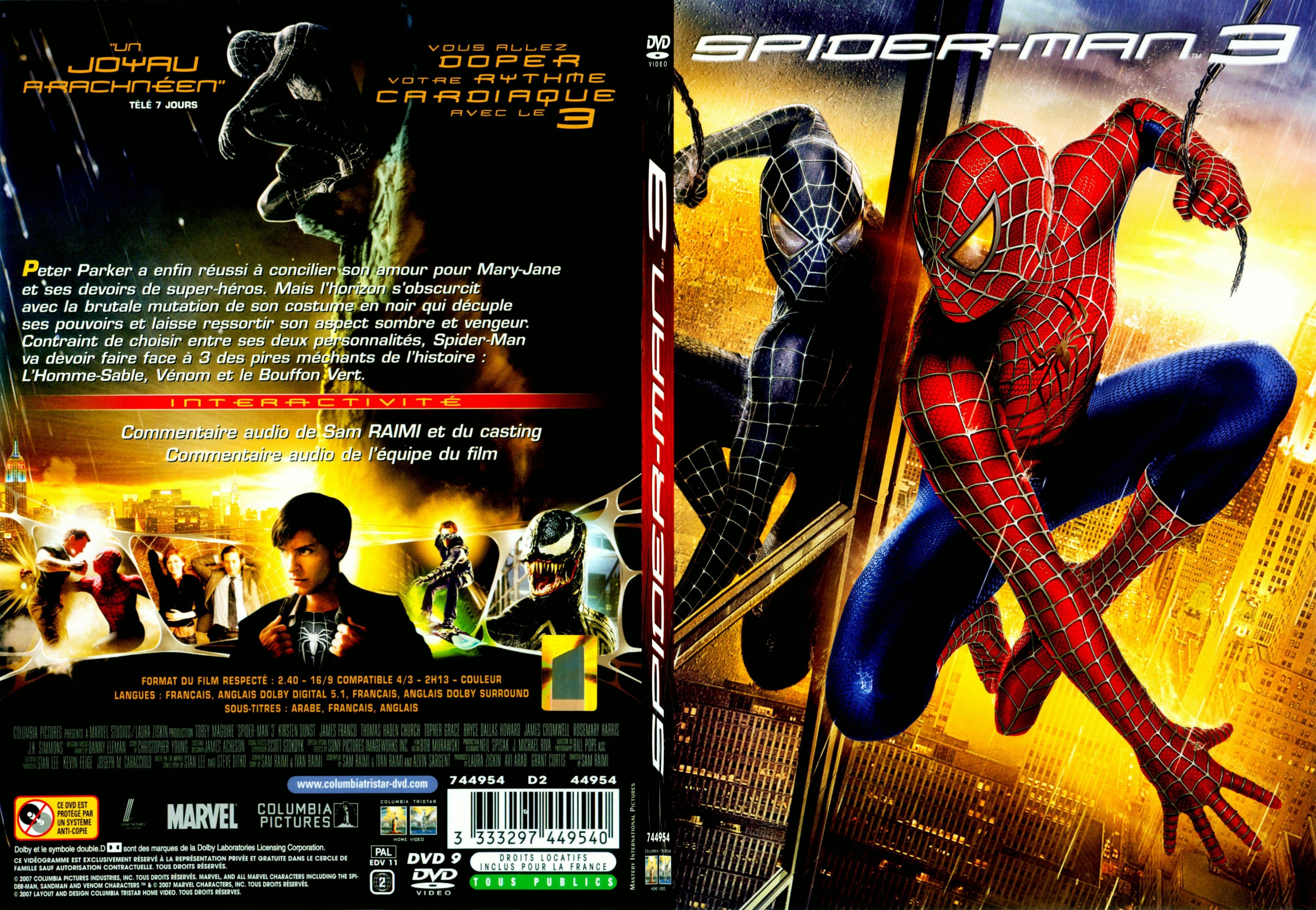 Jaquette Dvd De Spiderman 3 Slim Cinéma Passion