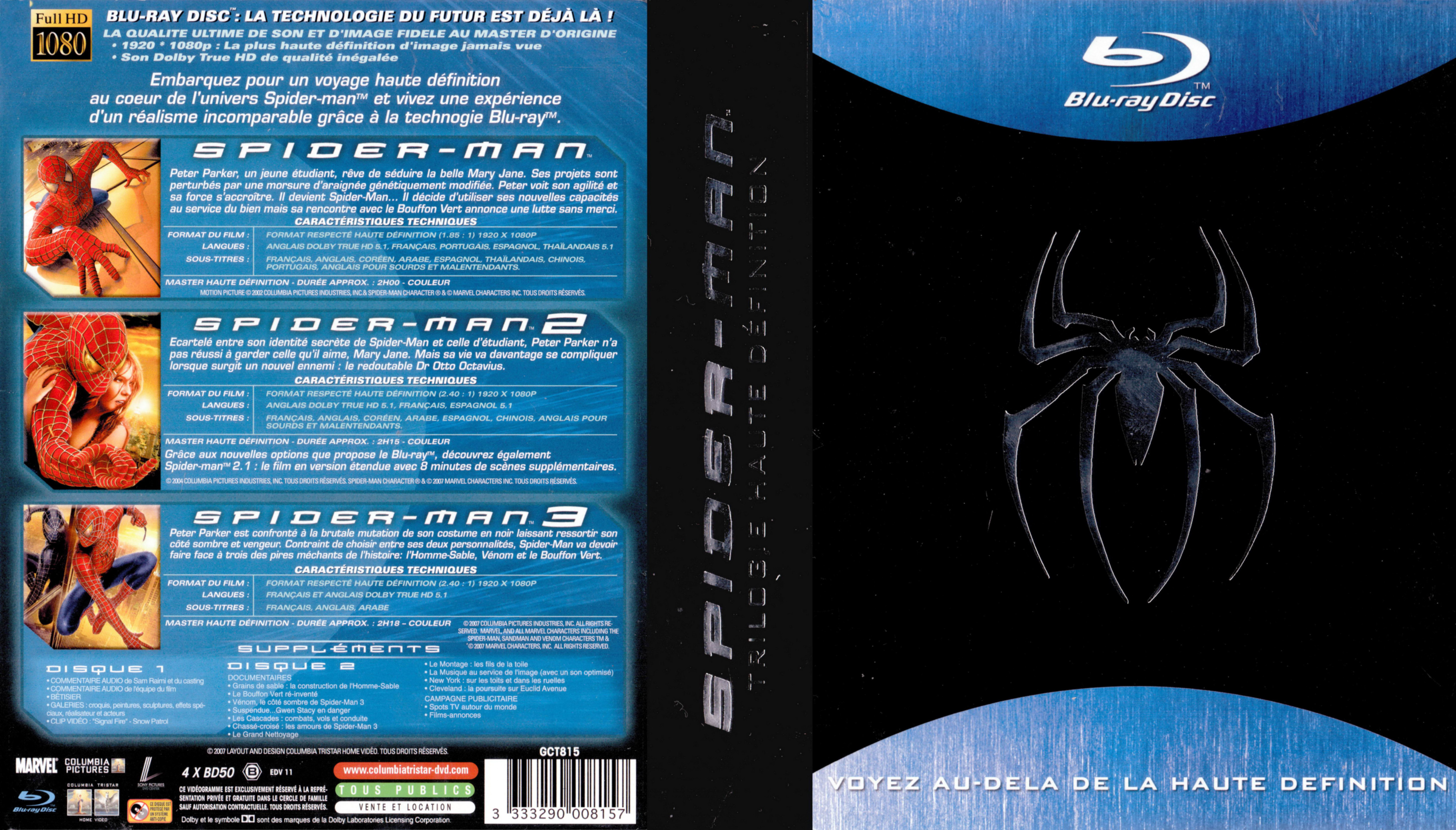 Jaquette DVD Spiderman Trilogie (BLU-RAY)