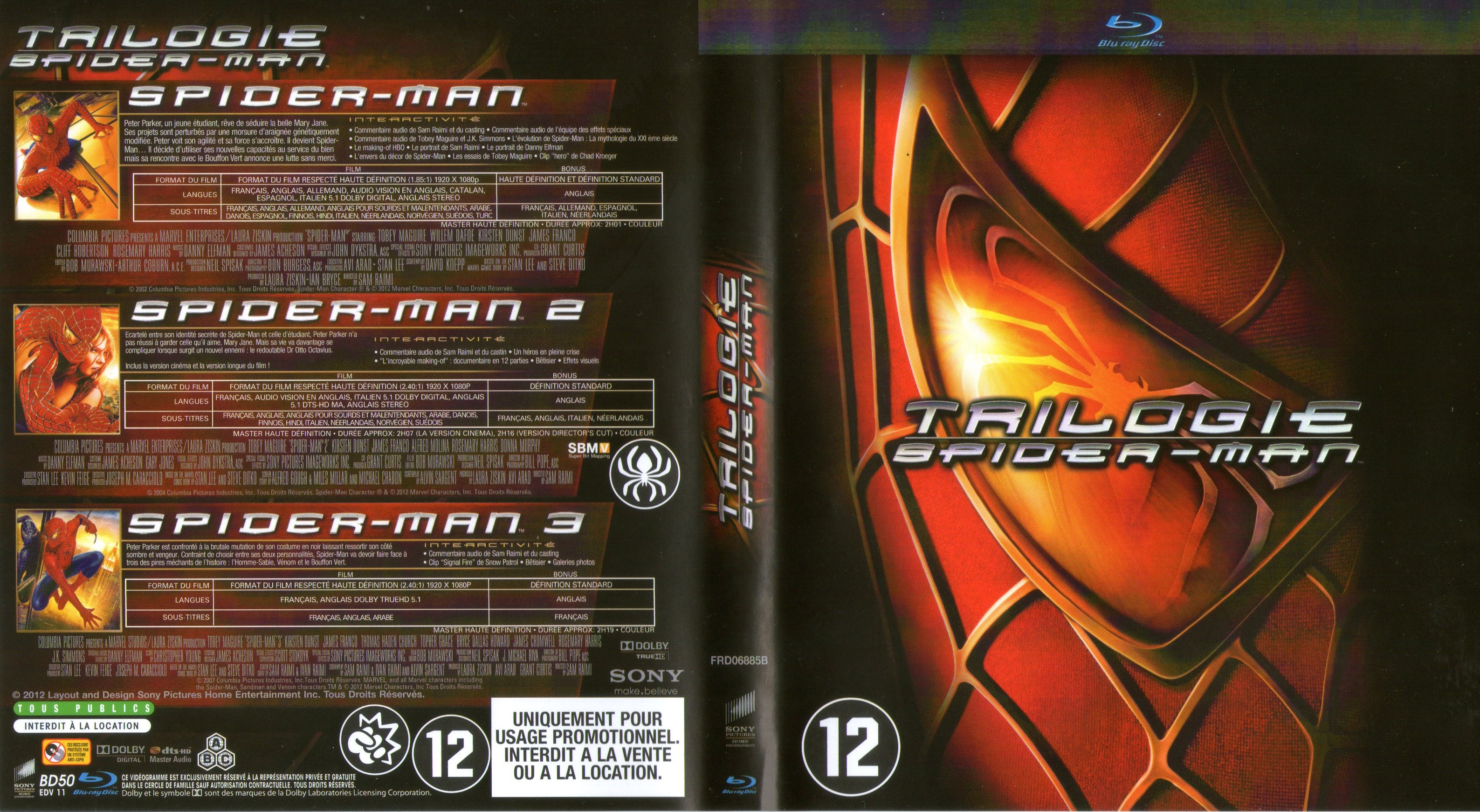 Jaquette DVD Spiderman Trilogie (BLU-RAY) v2