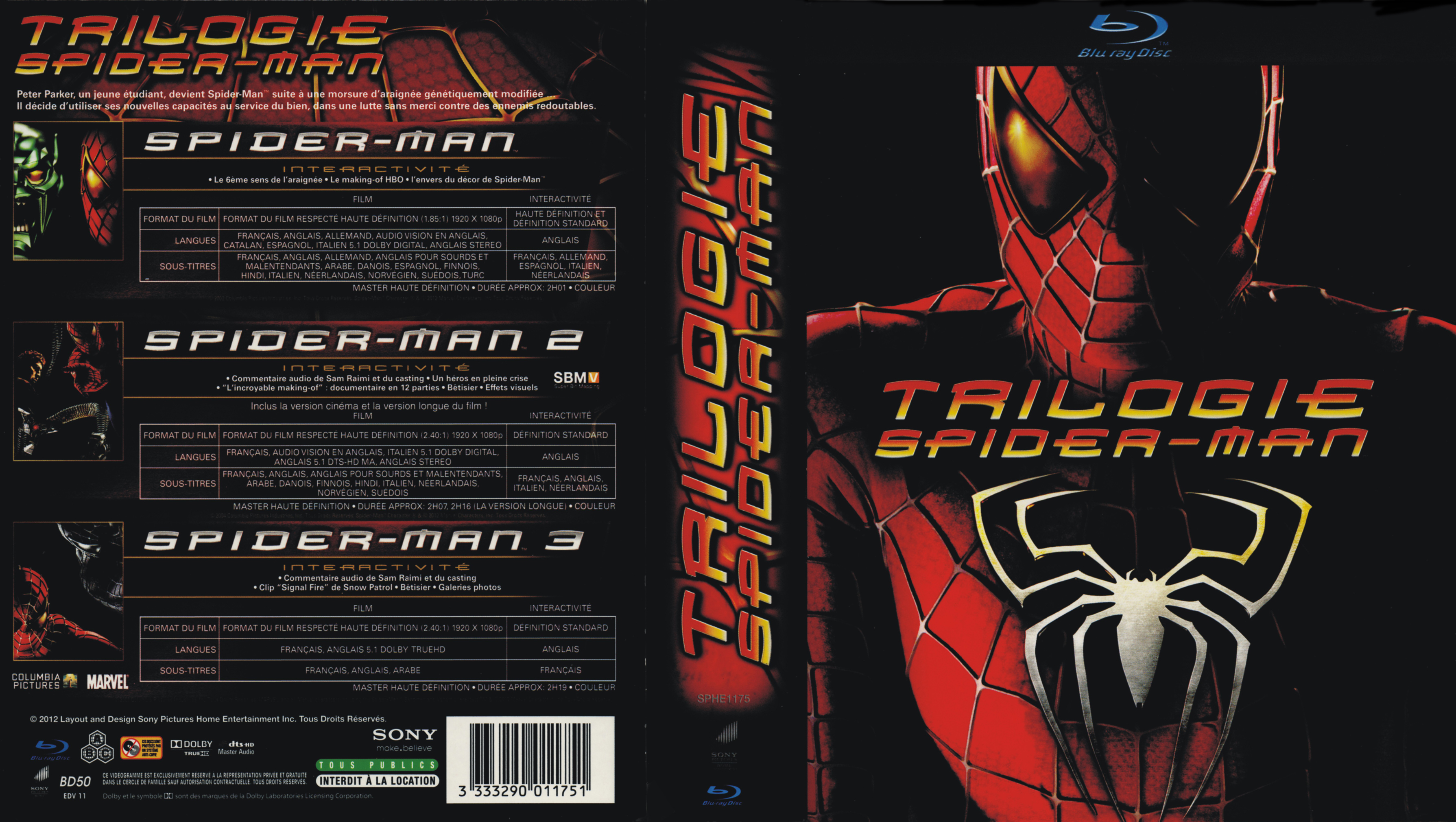 Jaquette DVD Spiderman Trilogie (BLU-RAY) v3