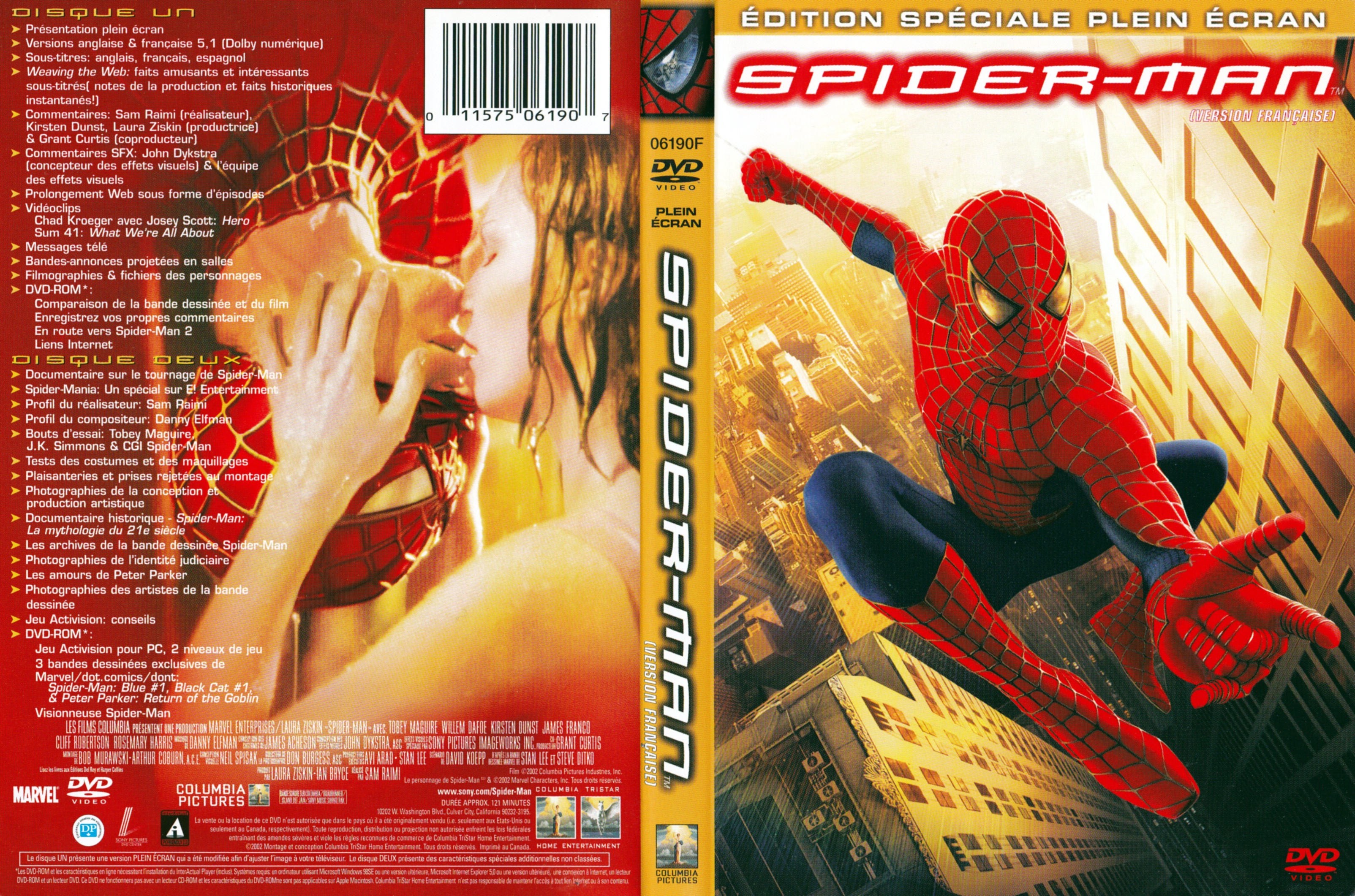 Jaquette DVD Spiderman (Canadienne)