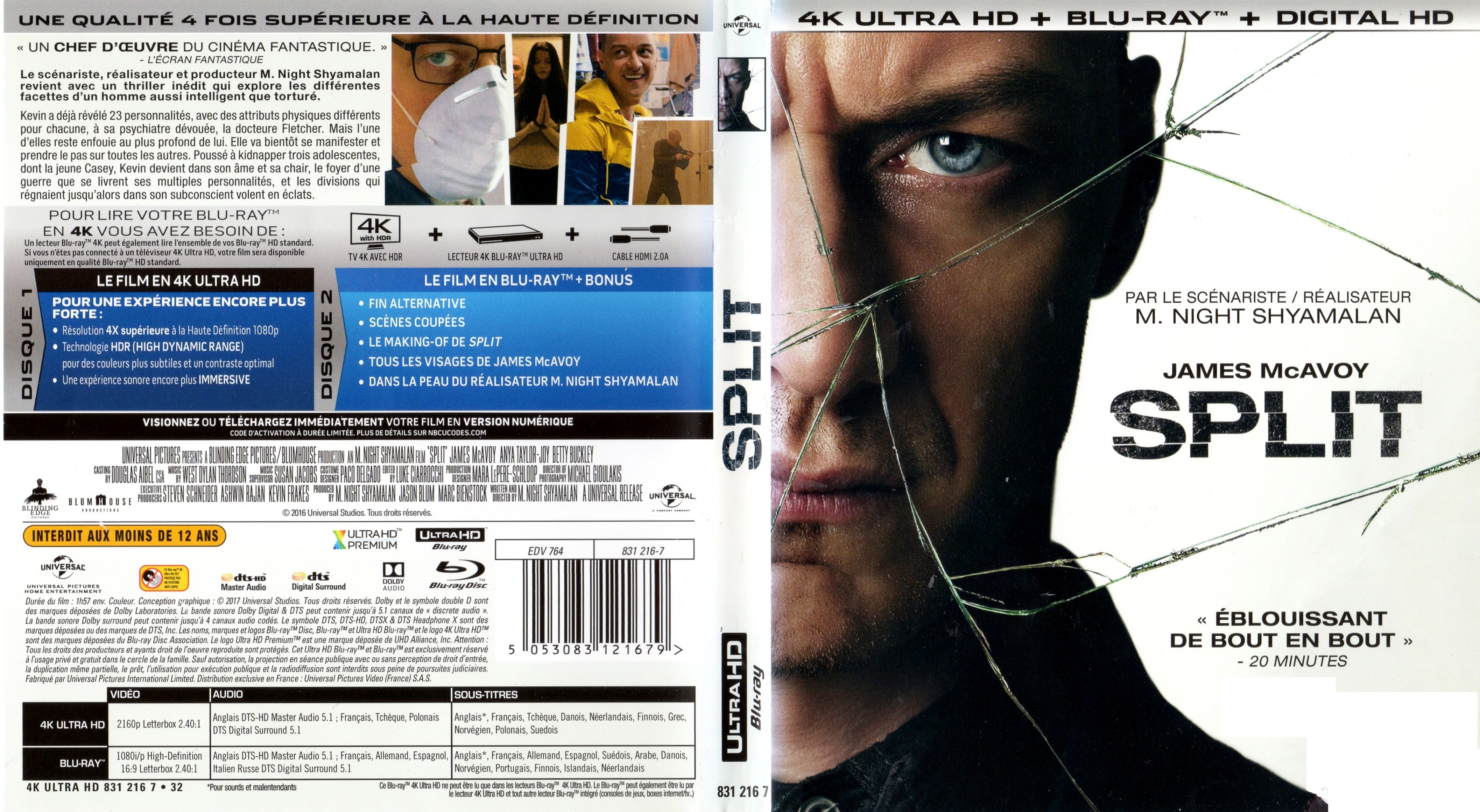 Jaquette DVD Split 4K (BLU-RAY)