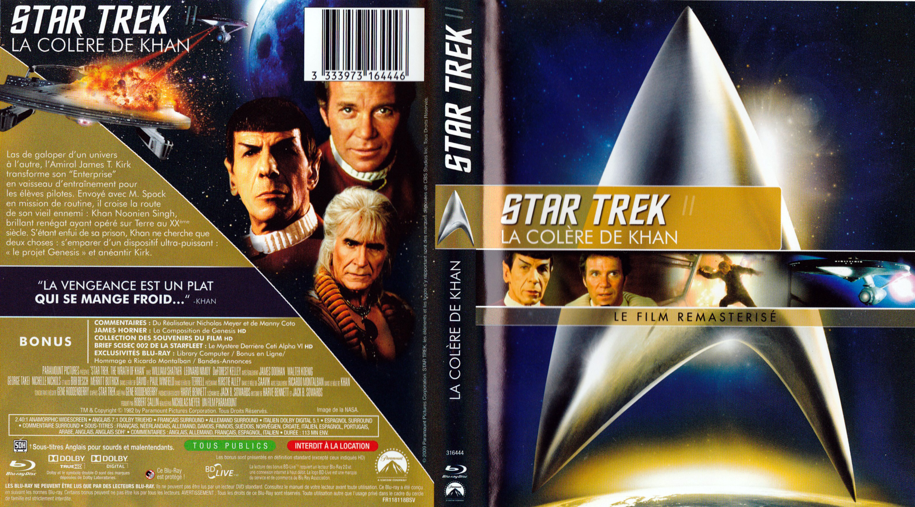 Jaquette DVD Star Trek 2 la colre de Khan (BLU-RAY)