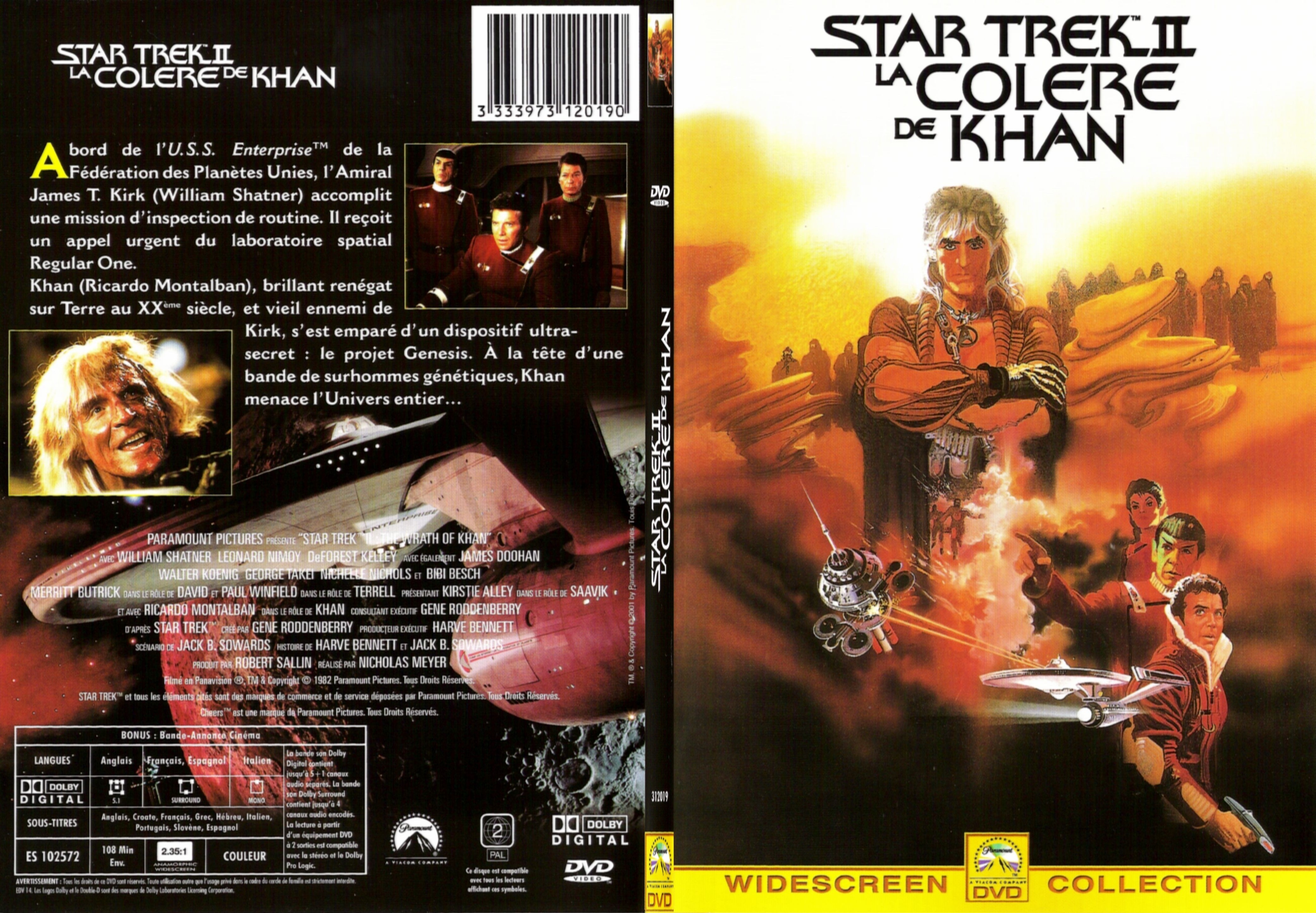 Jaquette DVD Star Trek 2 la colre de Khan - SLIM