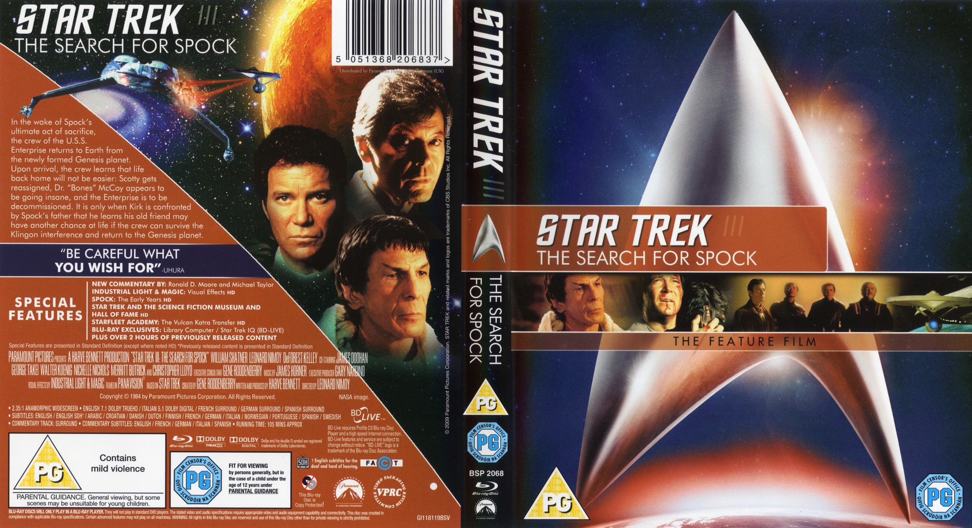 Jaquette DVD Star Trek 3  la recherche de Spock Zone 1 (BLU-RAY)