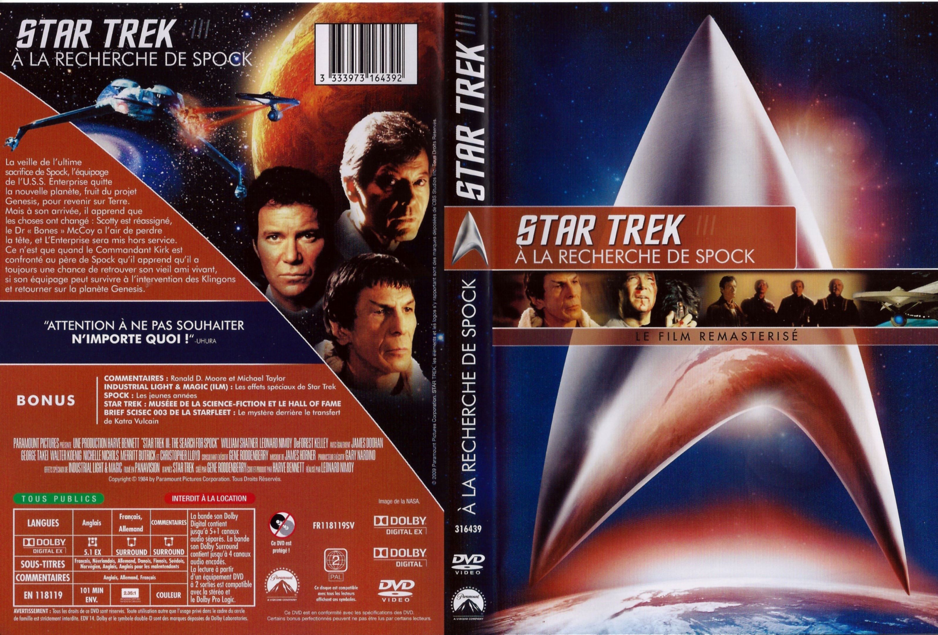 Jaquette DVD Star Trek 3  la recherche de Spock v2