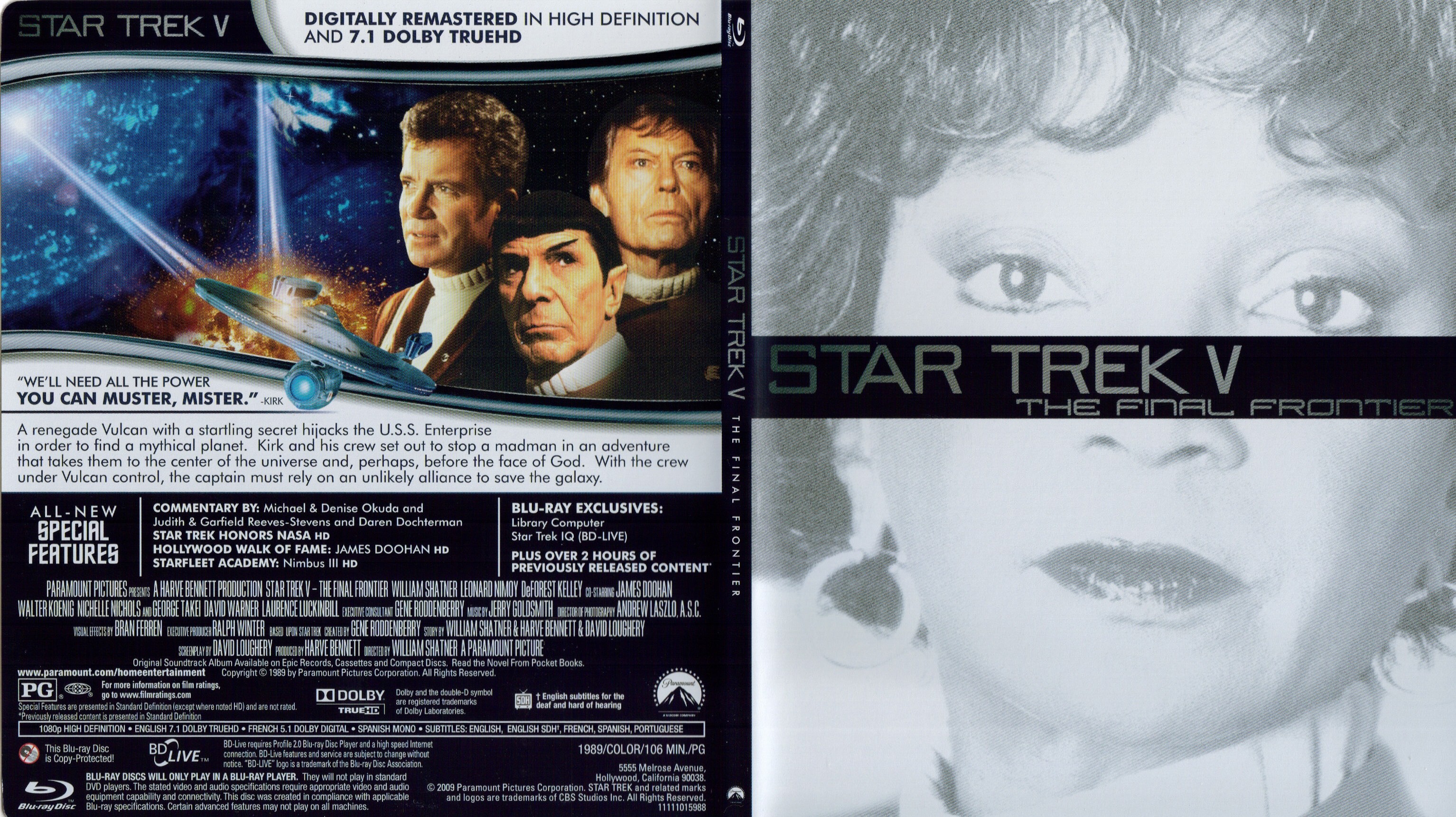 Jaquette DVD Star Trek 5 - The Final Frontier - SLIM (BLU-RAY)