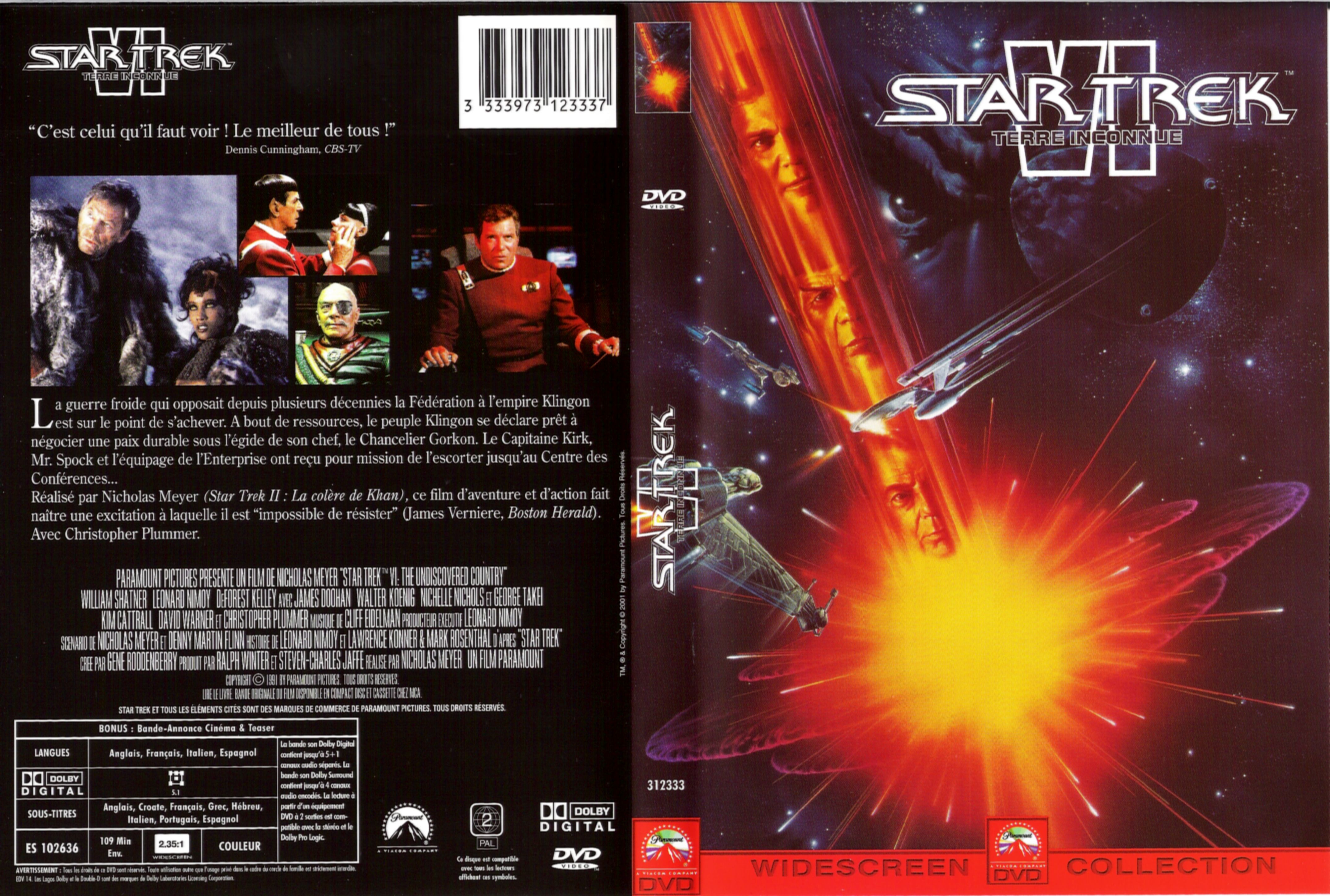 Jaquette DVD Star Trek 6 Terre inconnue