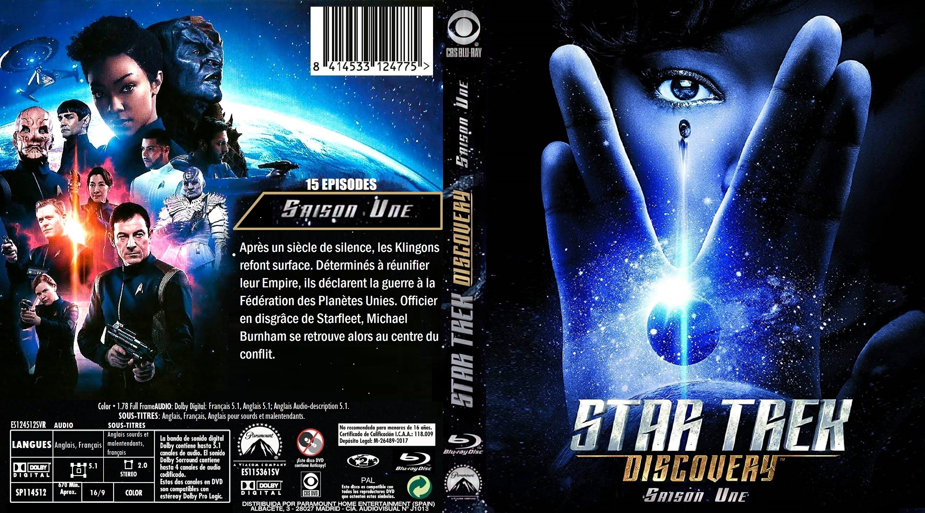 Jaquette DVD Star Trek Discovery Saison 1 Blu-ray custom