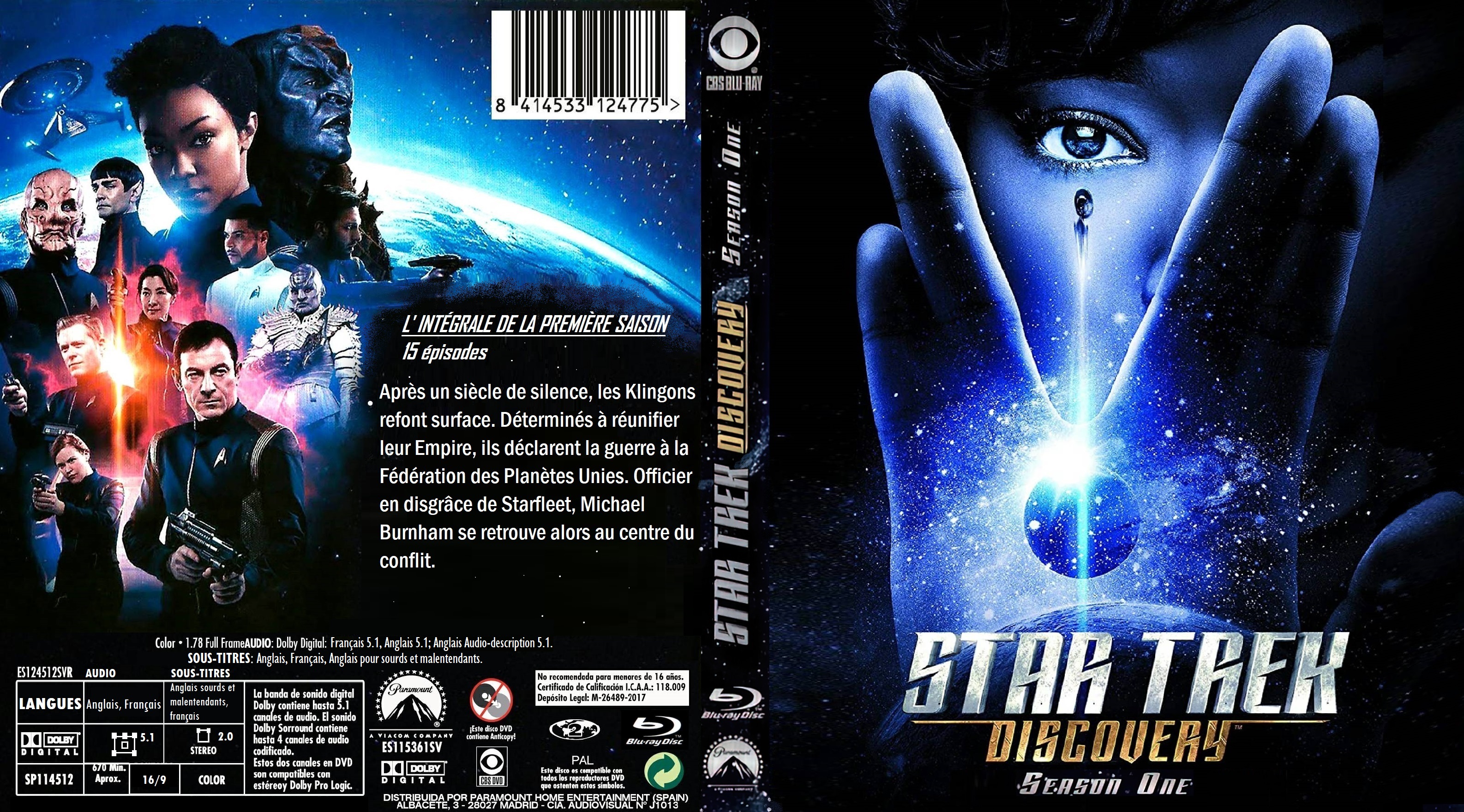 Jaquette DVD Star Trek Discovery Saison 1 custom (BLU-RAY) v2