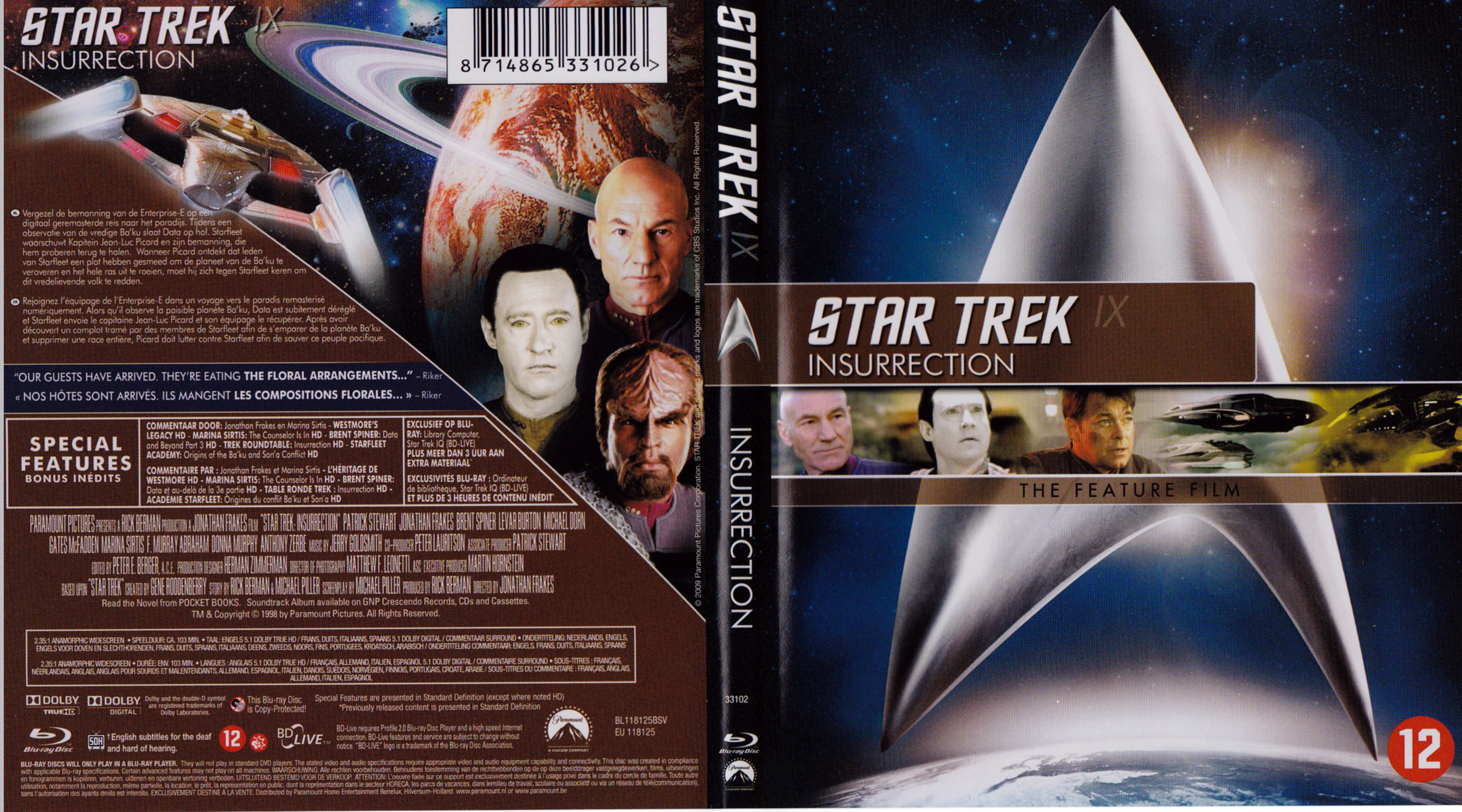 Jaquette DVD Star Trek Insurrection (BLU-RAY)