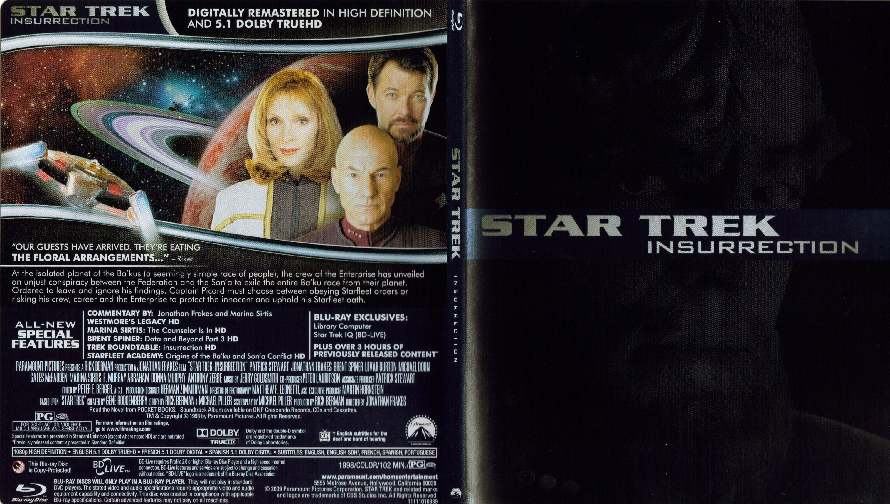 Jaquette DVD Star Trek Insurrection - SLIM Zone 1 (BLU-RAY)
