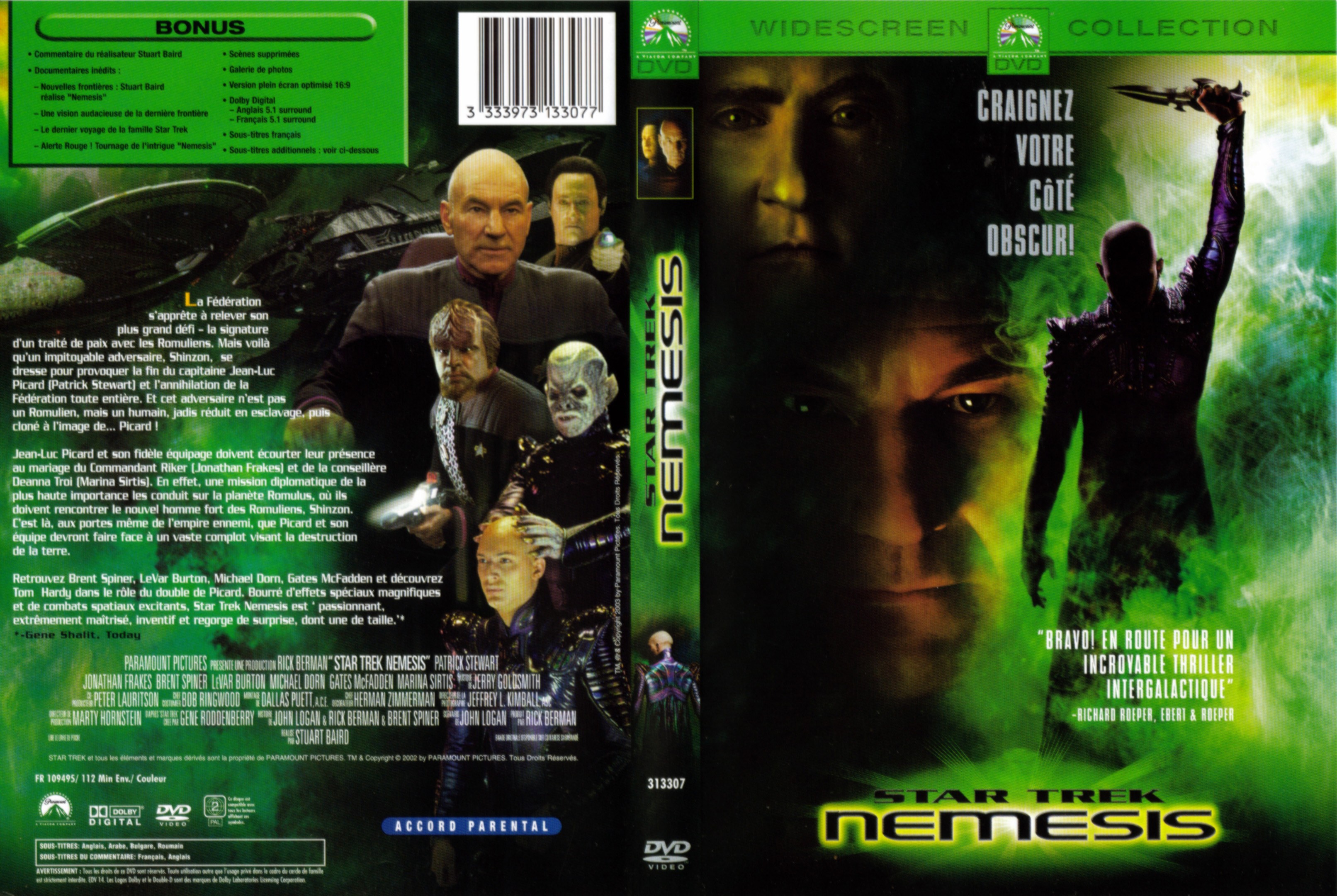 Jaquette DVD Star Trek Nemesis