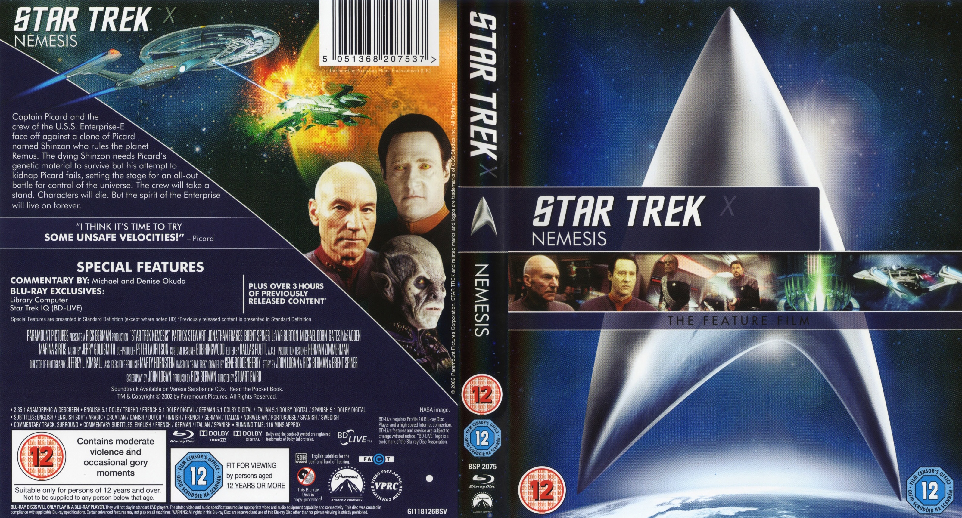 Jaquette DVD Star Trek Nemesis Zone 1 (BLU-RAY)