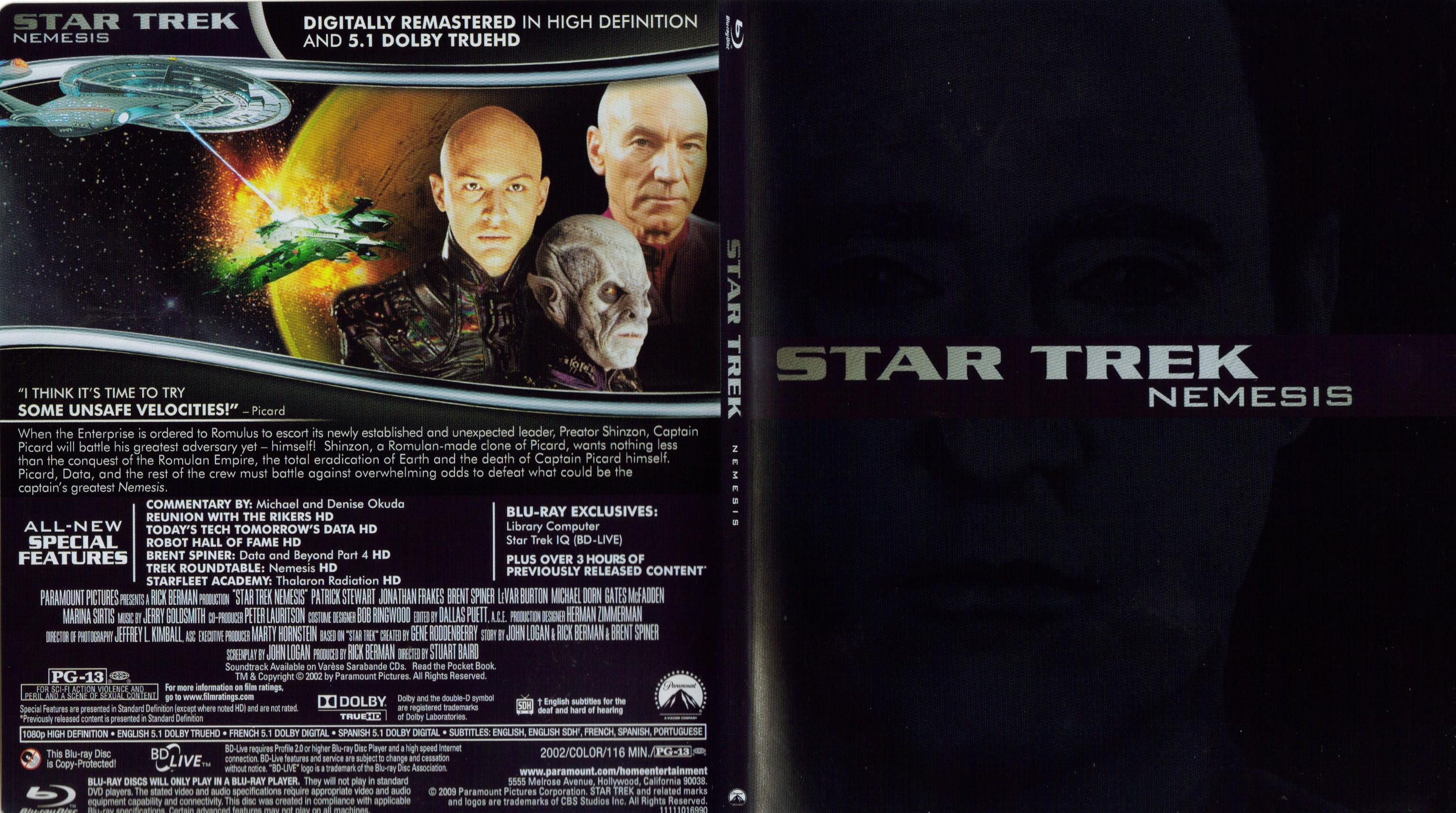 Jaquette DVD Star Trek Nemesis - SLIM Zone 1 (BLU-RAY)