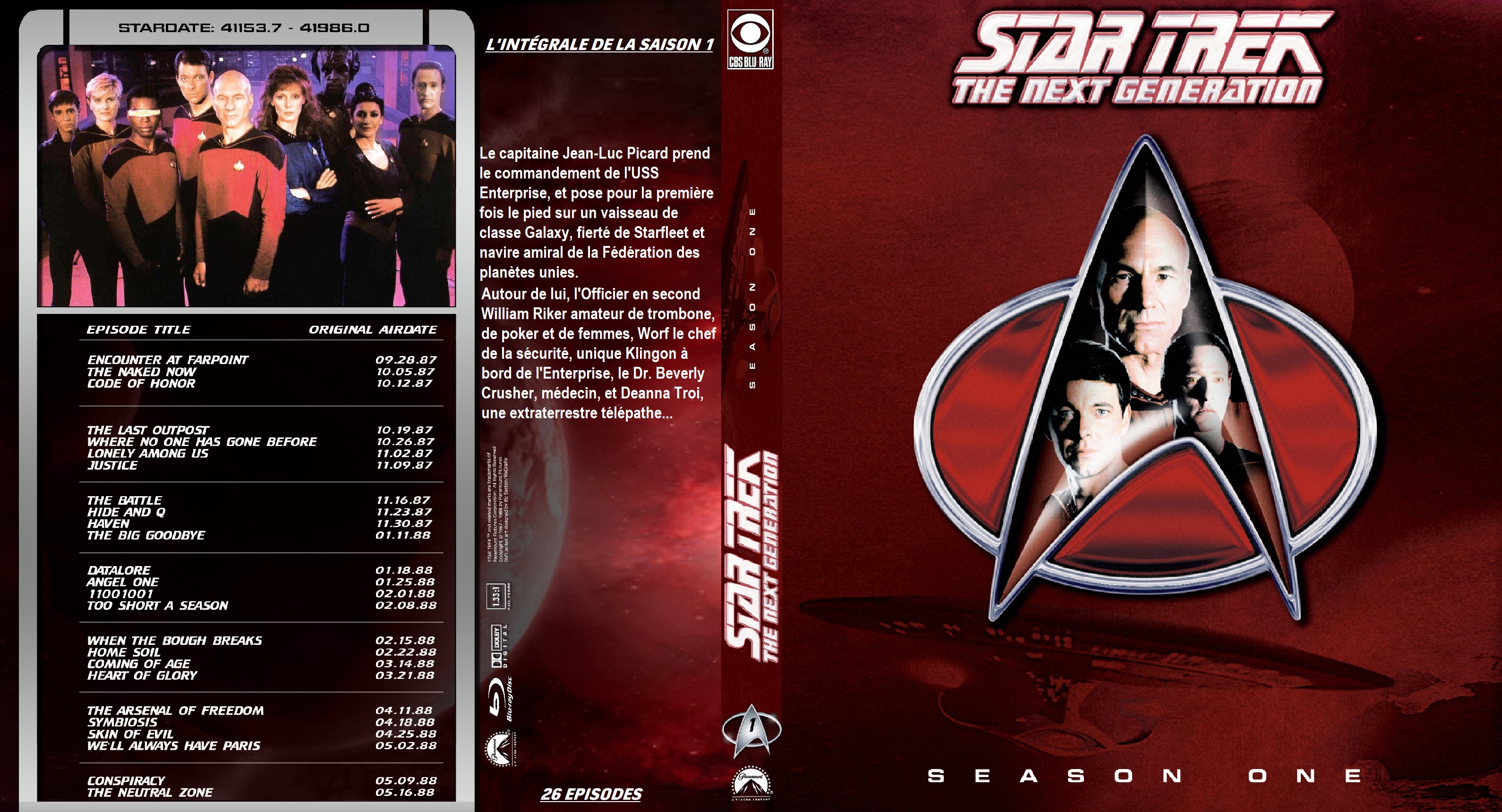 Jaquette DVD Star Trek The Next Generation saison 1 custom (BLU-RAY)