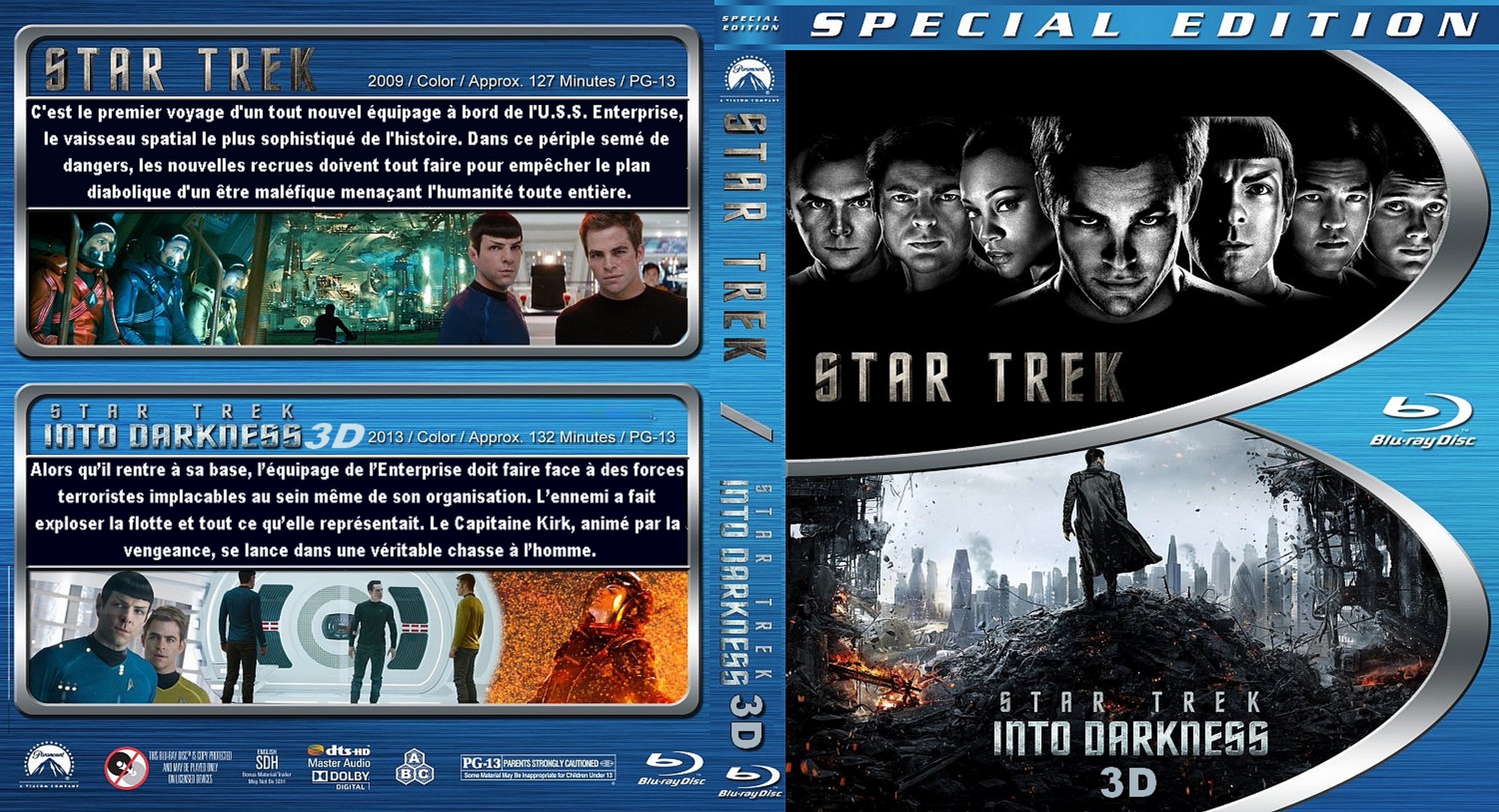 Jaquette DVD Star Trek (2009) & Star trek Into the darkness custom (BLU-RAY)