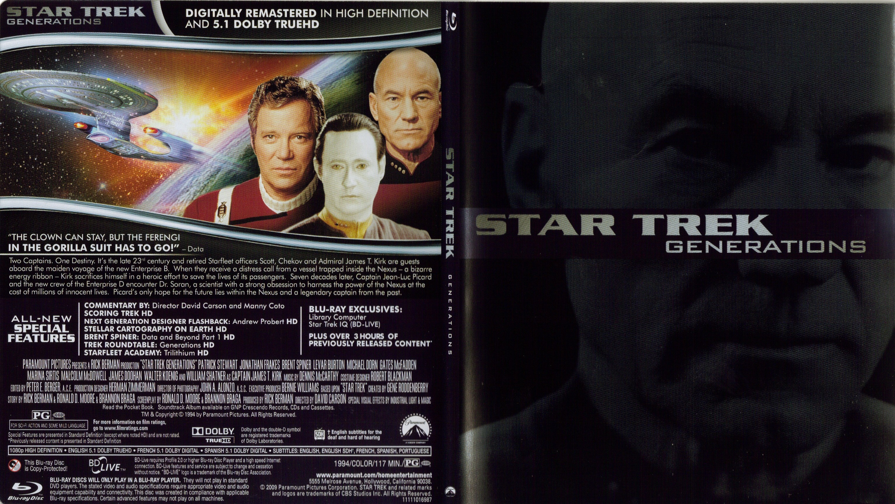 Jaquette DVD Star Trek - Generations - SLIM Zone 1 (BLU-RAY)