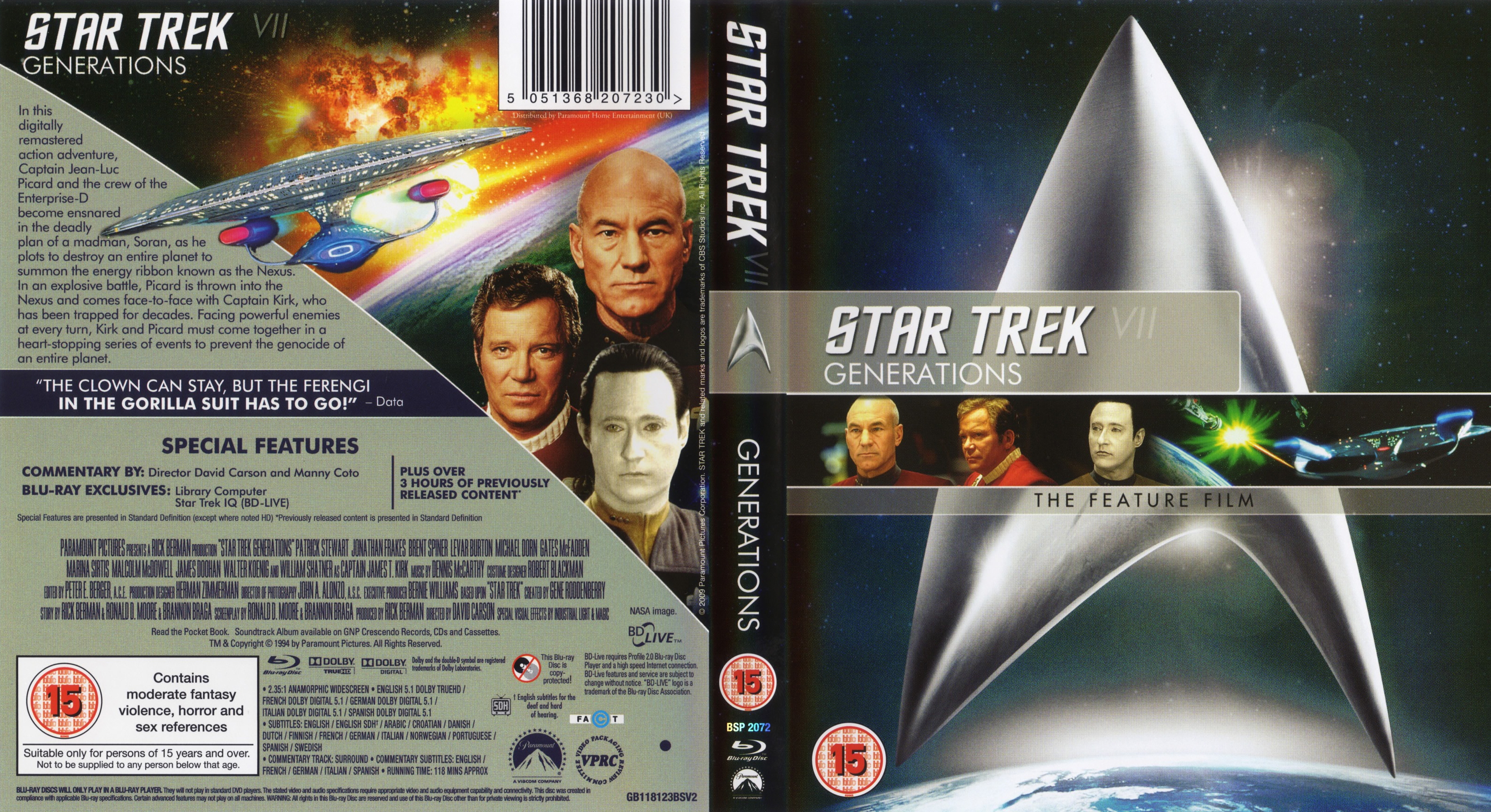 Jaquette DVD Star Trek generations Zone 1 (BLU-RAY)