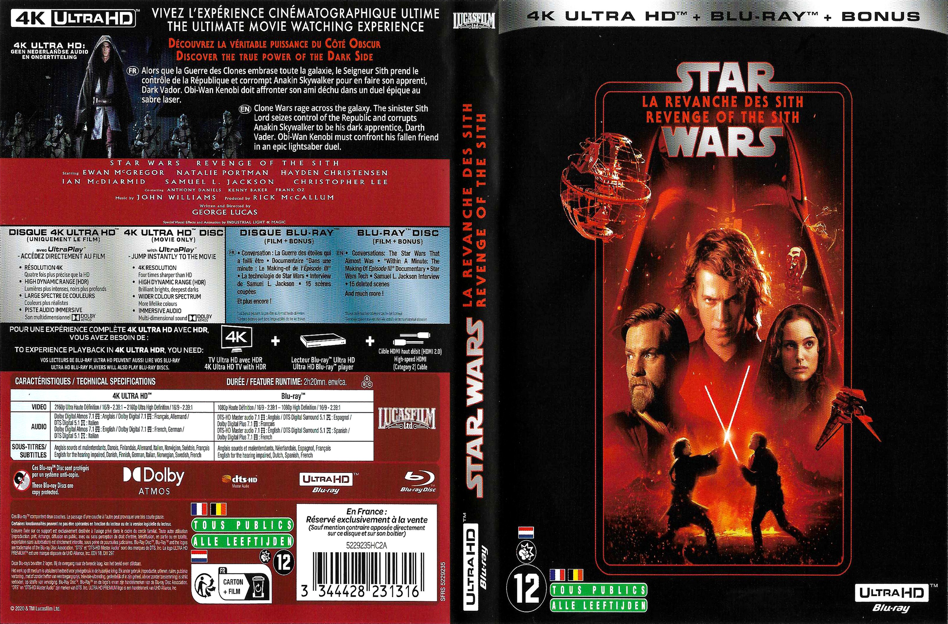 Jaquette DVD Star Wars 1 - La Menace Fantome 4K (BLU-RAY)